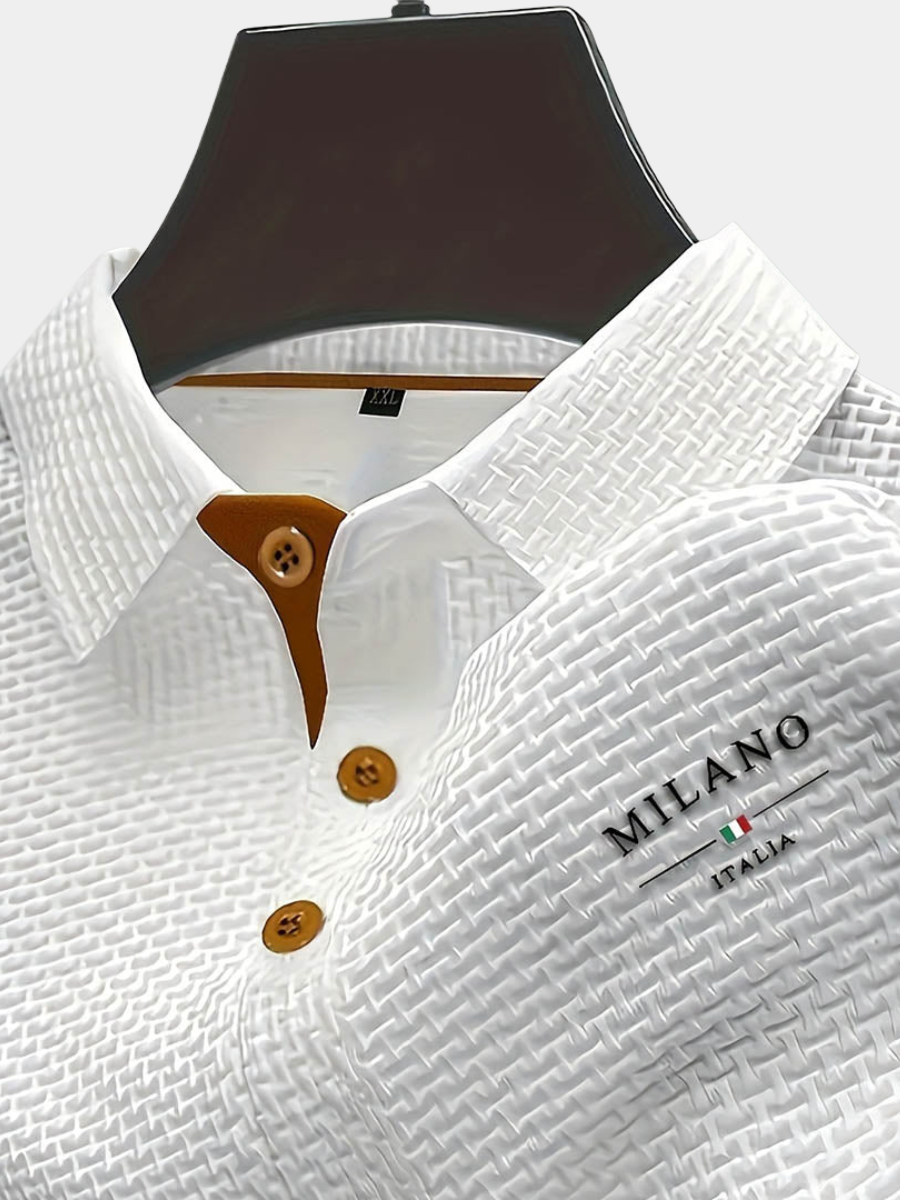 Men's Waffle Knit Short Sleeve Polo Shirt
