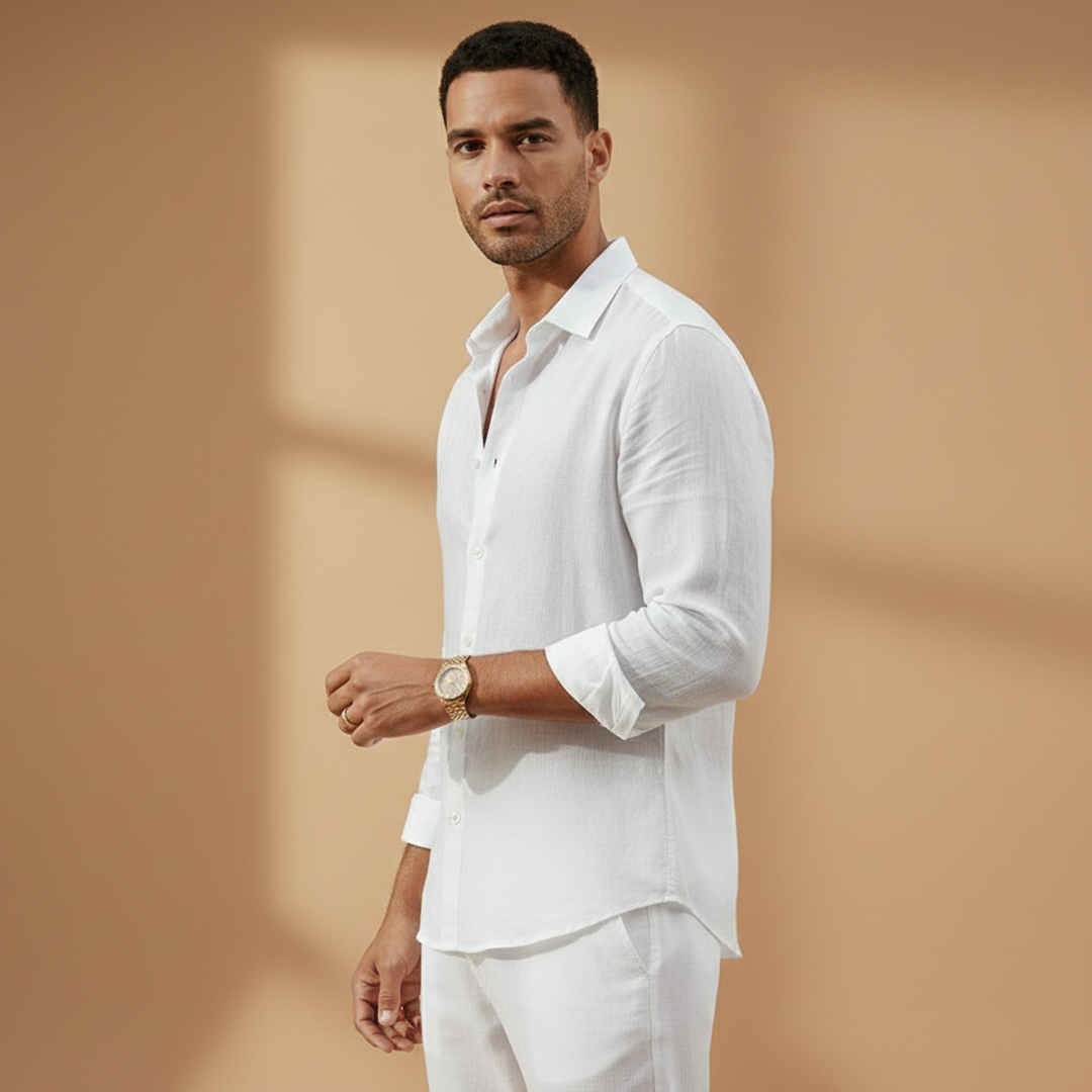 Men's Long Sleeve Classic Collar Button Down Shirt