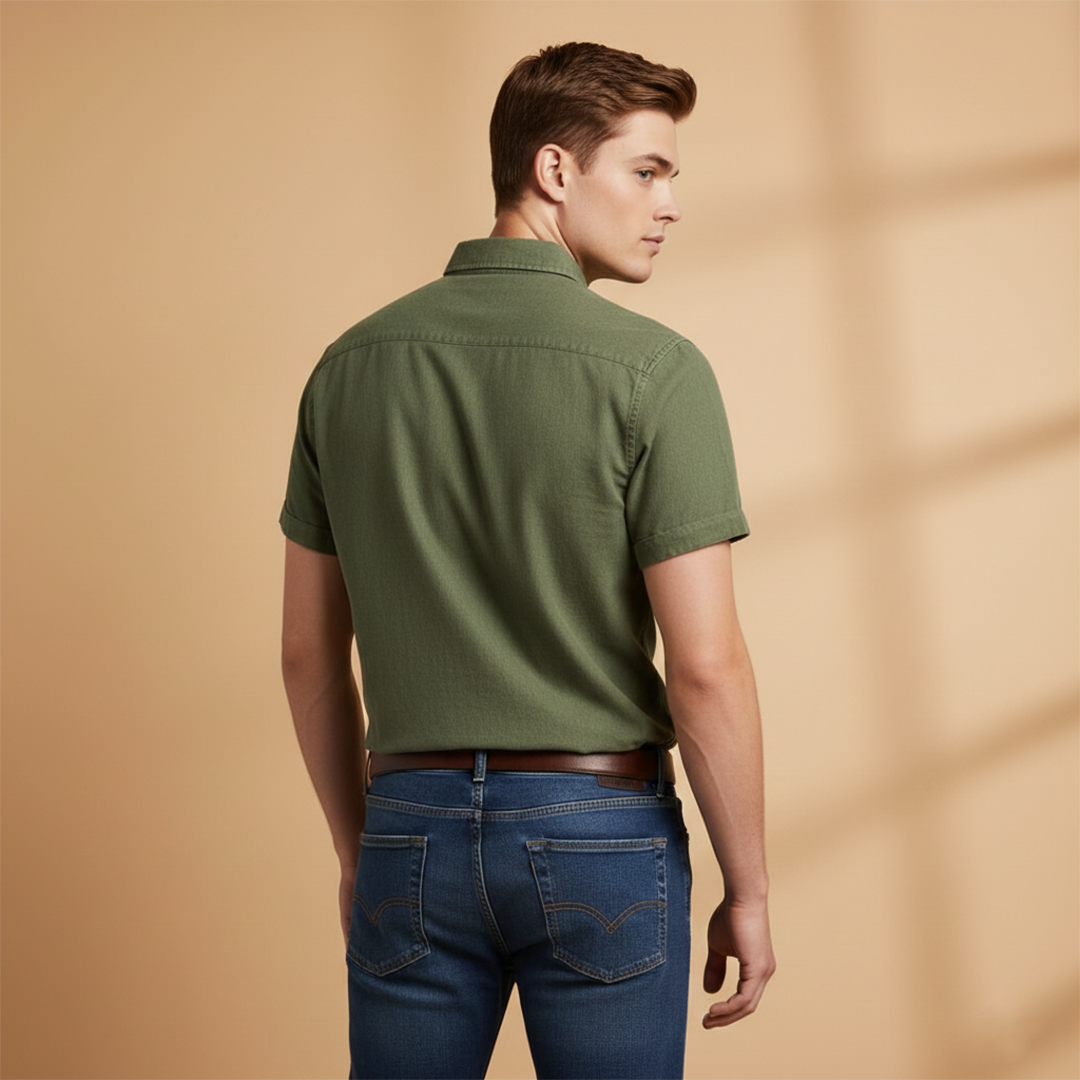 Men's Short Sleeve Shirt with Chest Pocket Summer