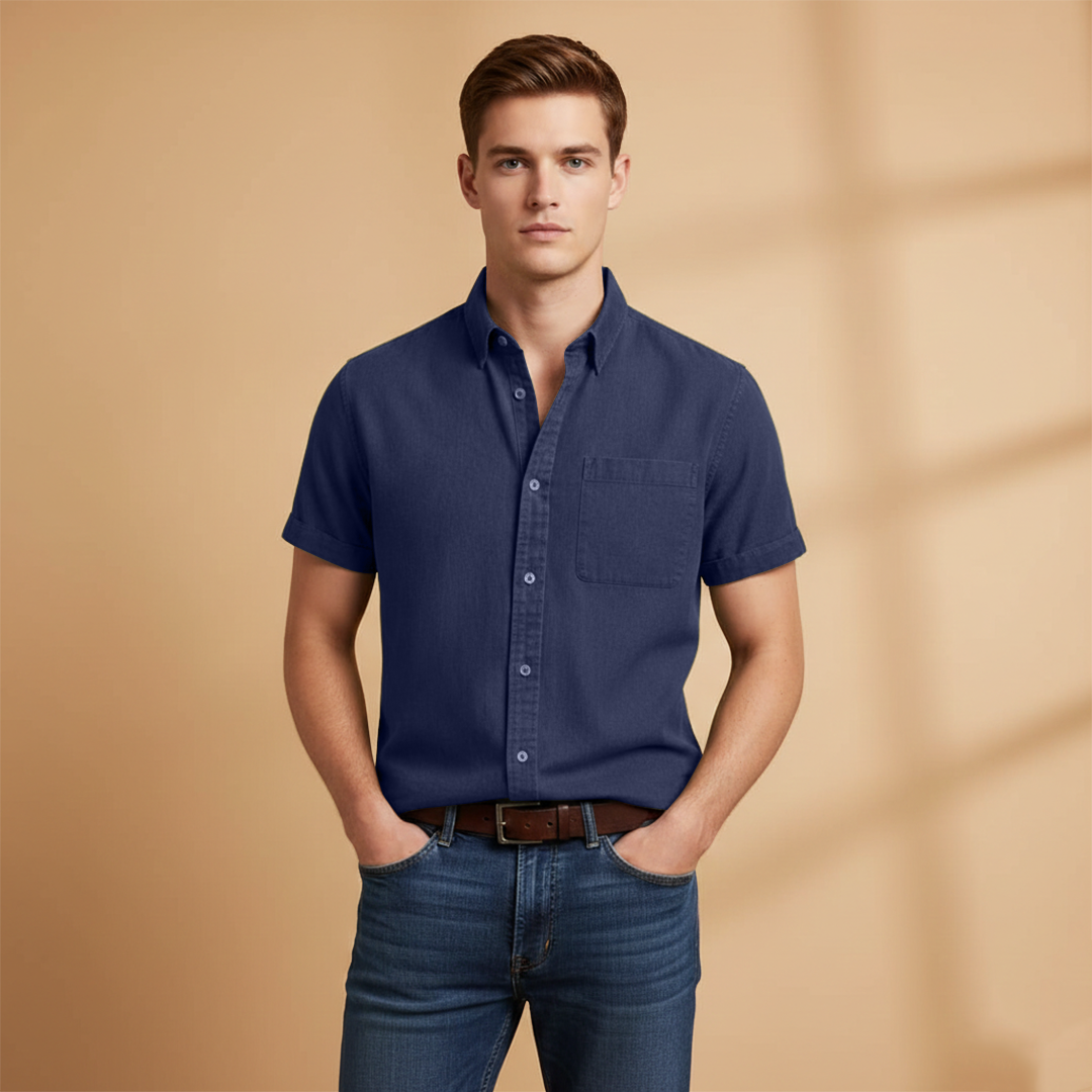 Men's Short Sleeve Shirt with Chest Pocket Summer