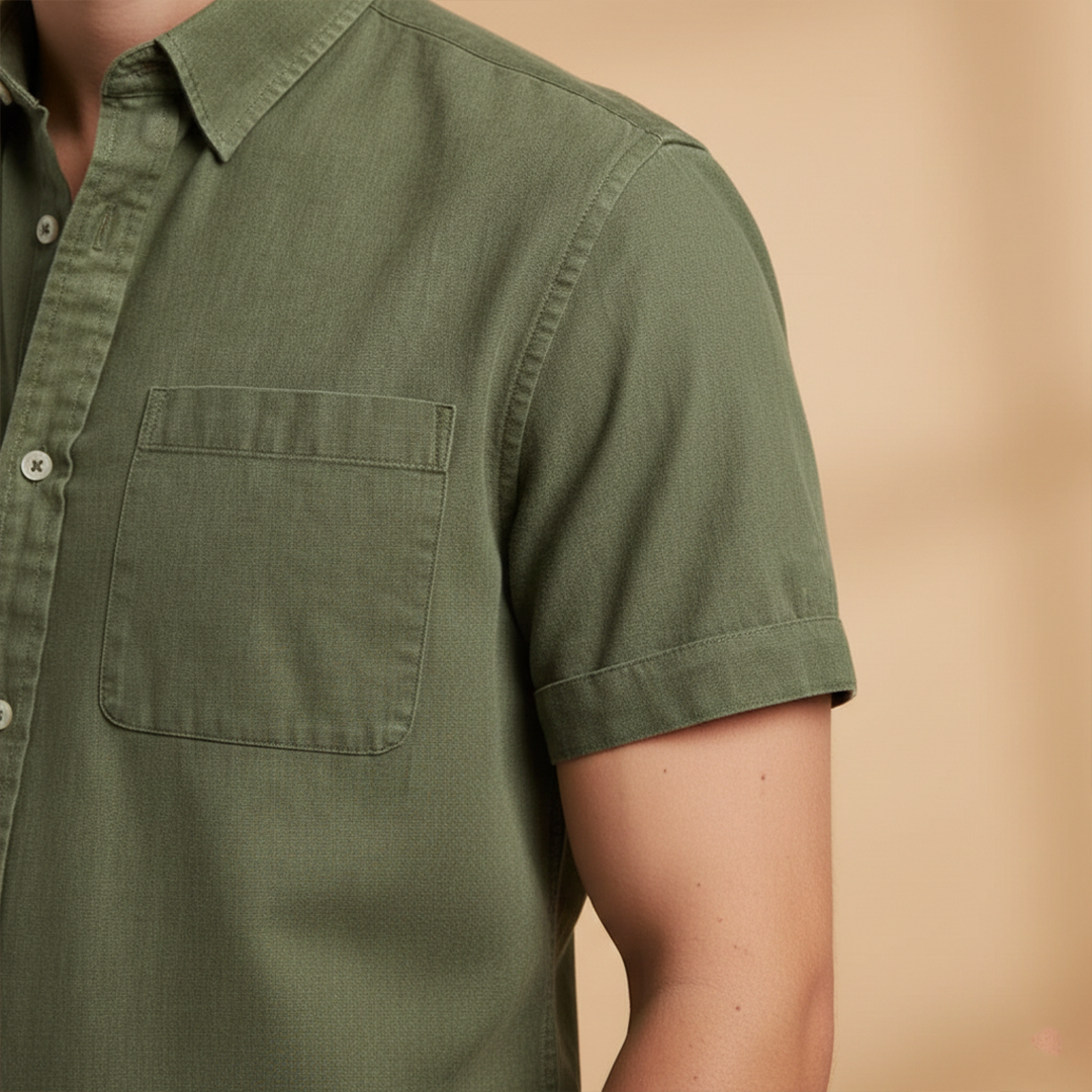 Men's Short Sleeve Shirt with Chest Pocket Summer