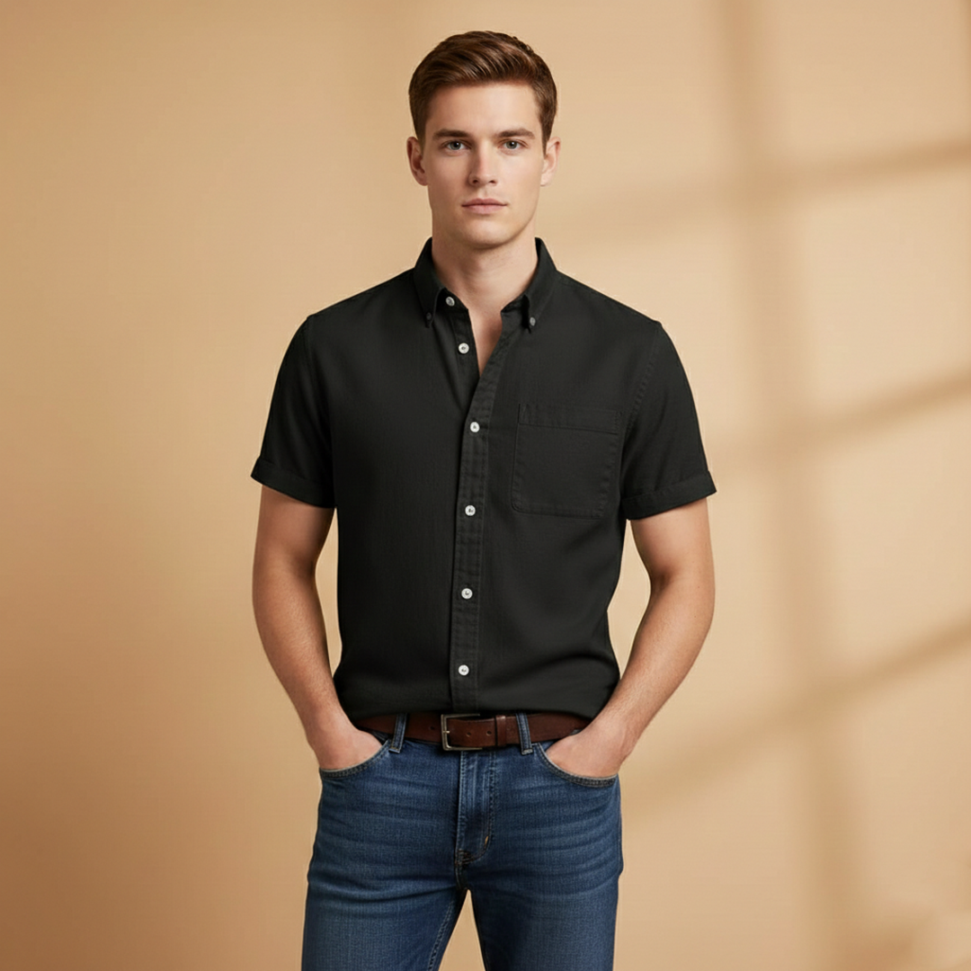 Men's Short Sleeve Shirt with Chest Pocket Summer