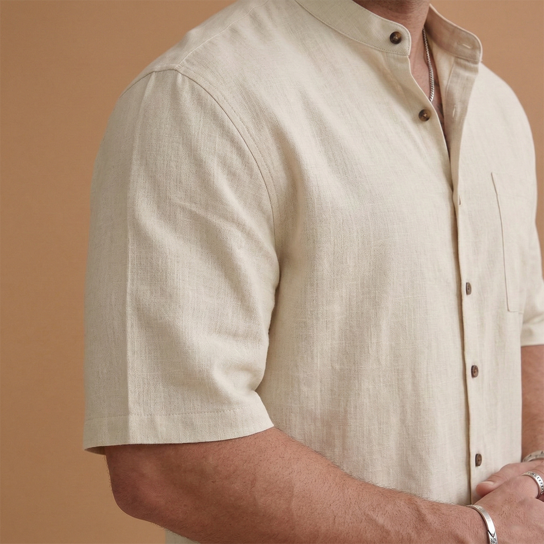 Men's Two Piece Short Sleeve Shirt and Trousers Set Summer