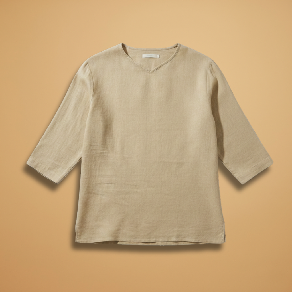 Men's Oversized Relaxed Fit V-Neck Shirt 3/4 Sleeve