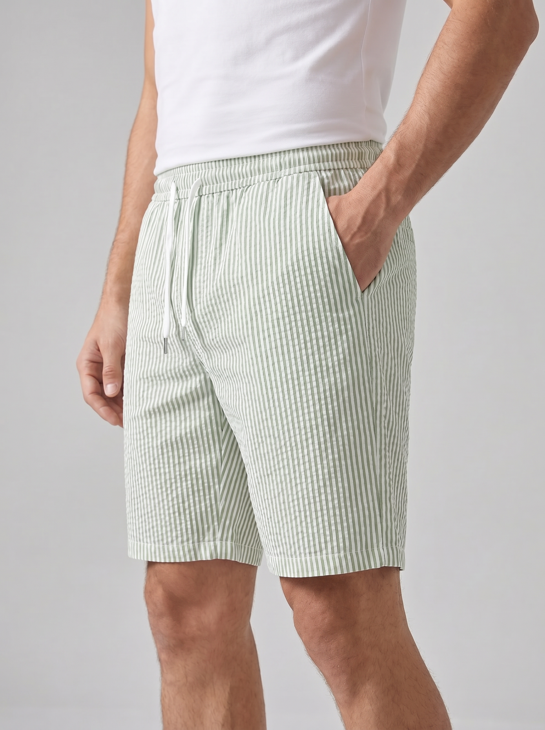 Men's Striped Drawstring Casual Shorts Summer