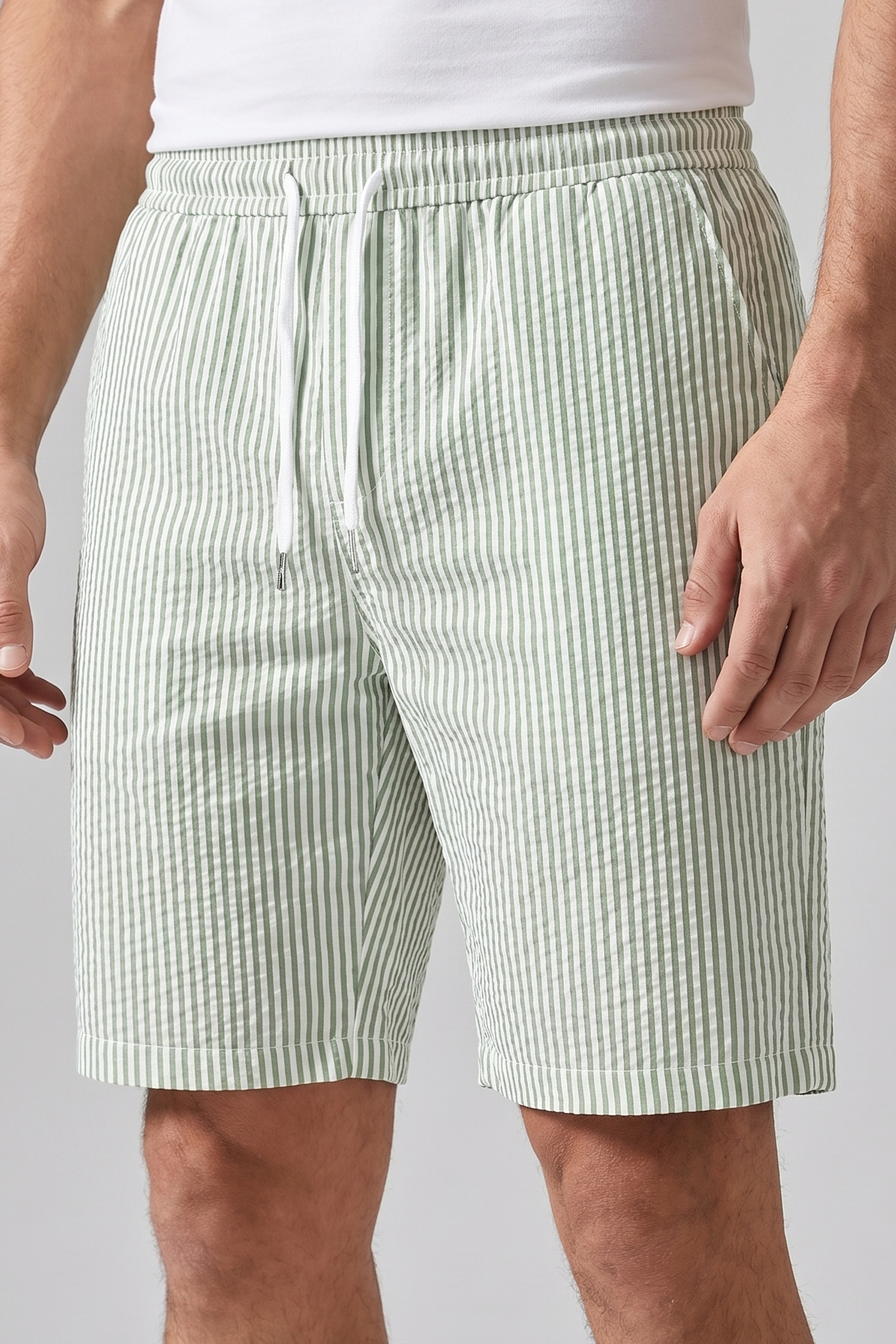 Men's Striped Drawstring Casual Shorts Summer