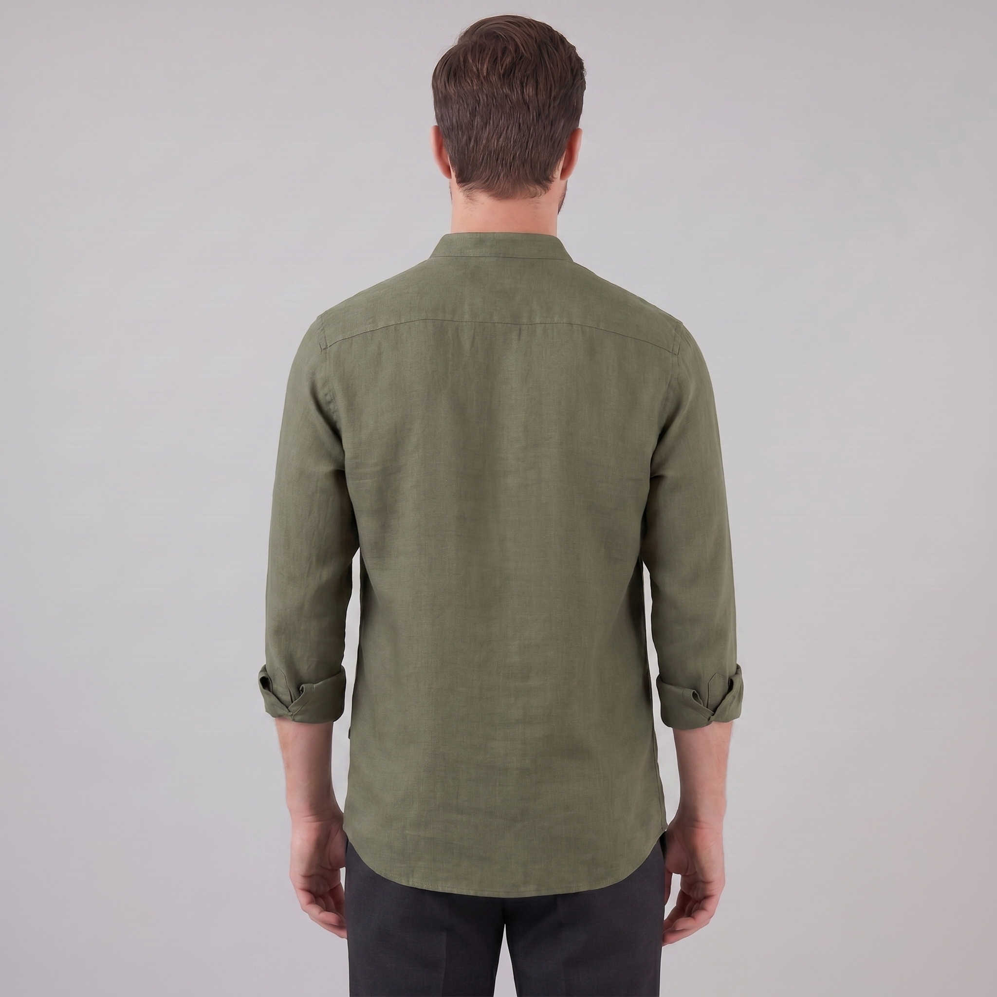 Men's Linen Grandad Collar Half Placket Shirt Summer