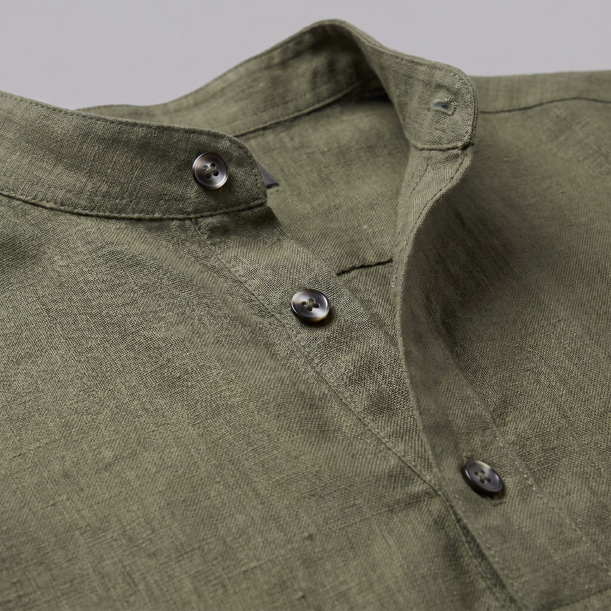 Men's Linen Grandad Collar Half Placket Shirt Summer