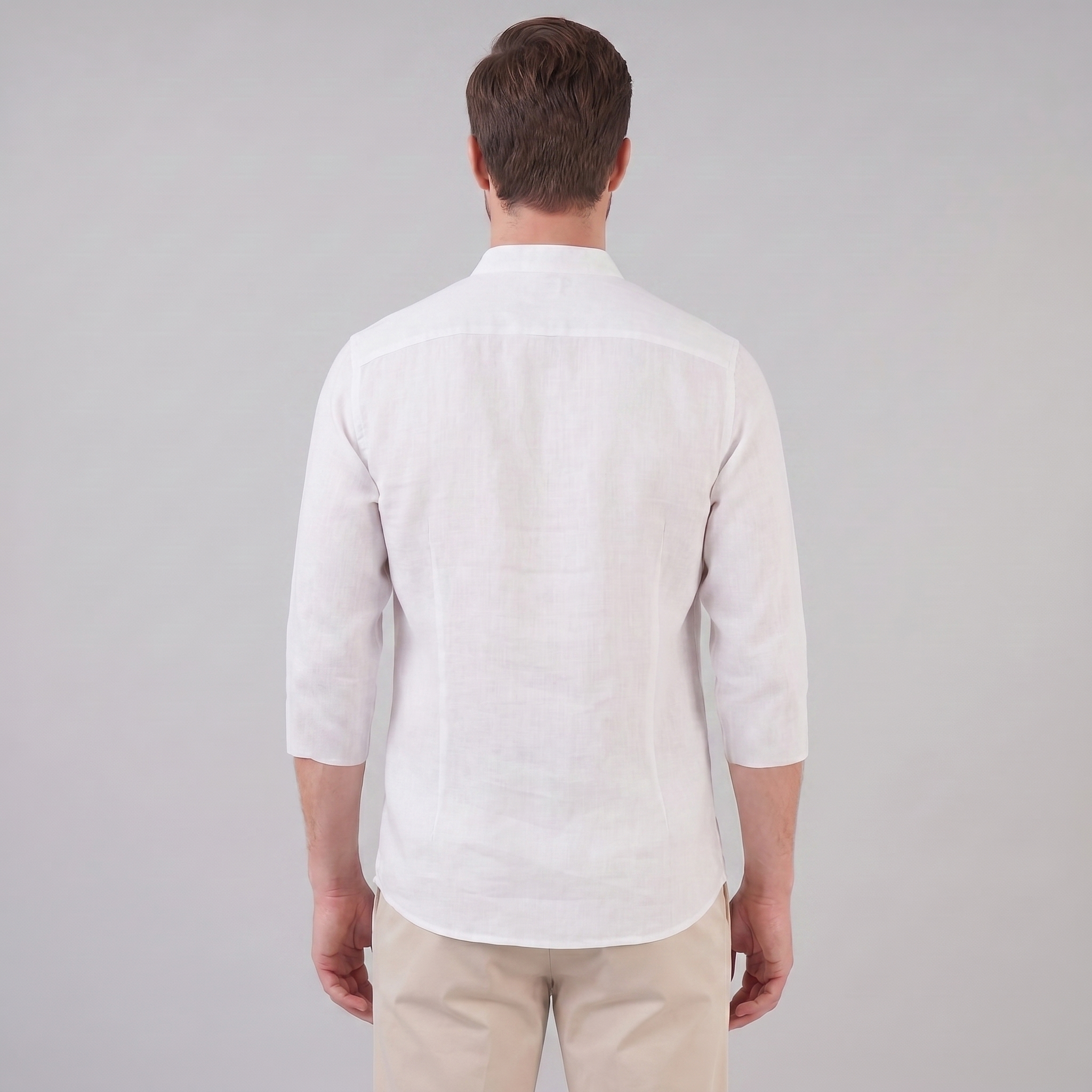 Men's Linen Grandad Collar Half Placket Shirt Summer