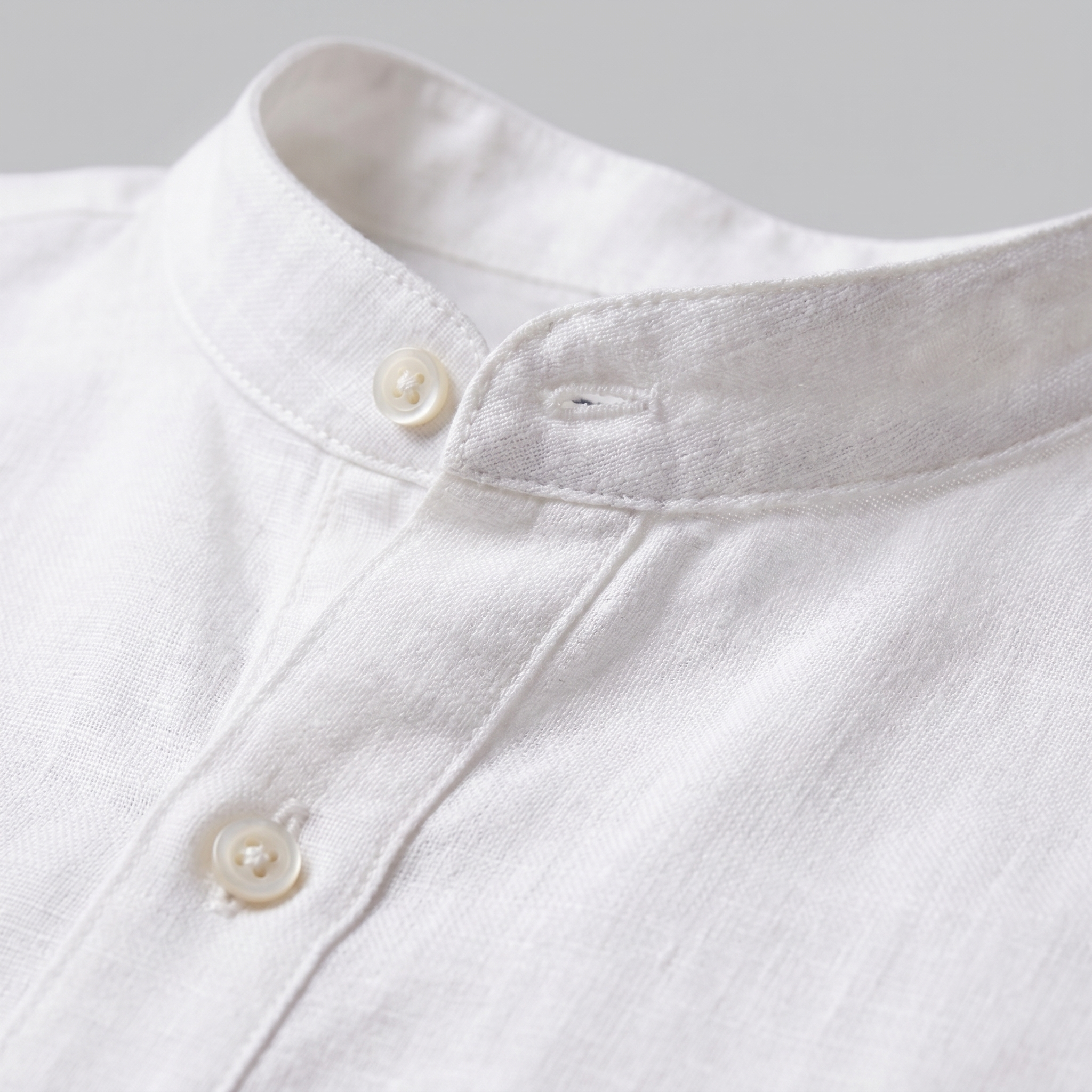 Men's Linen Grandad Collar Half Placket Shirt Summer