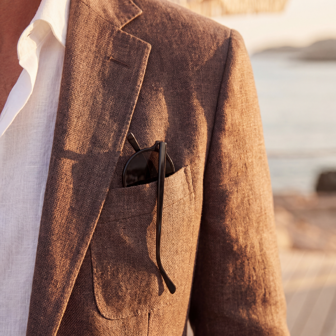 Men's Linen Blazer Single Breasted Smart Casual Summer