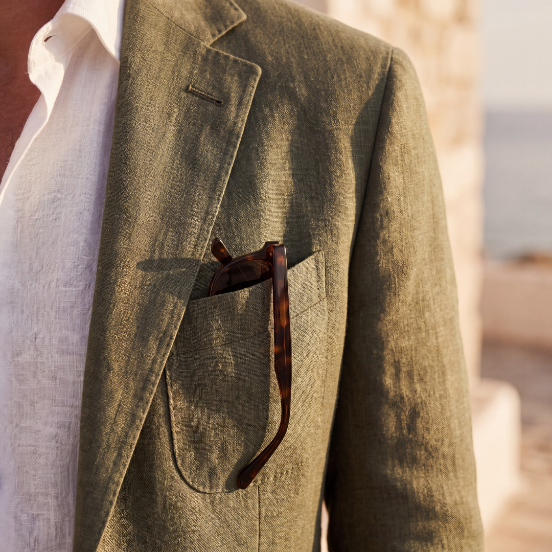 Men's Linen Blazer Single Breasted Smart Casual Summer
