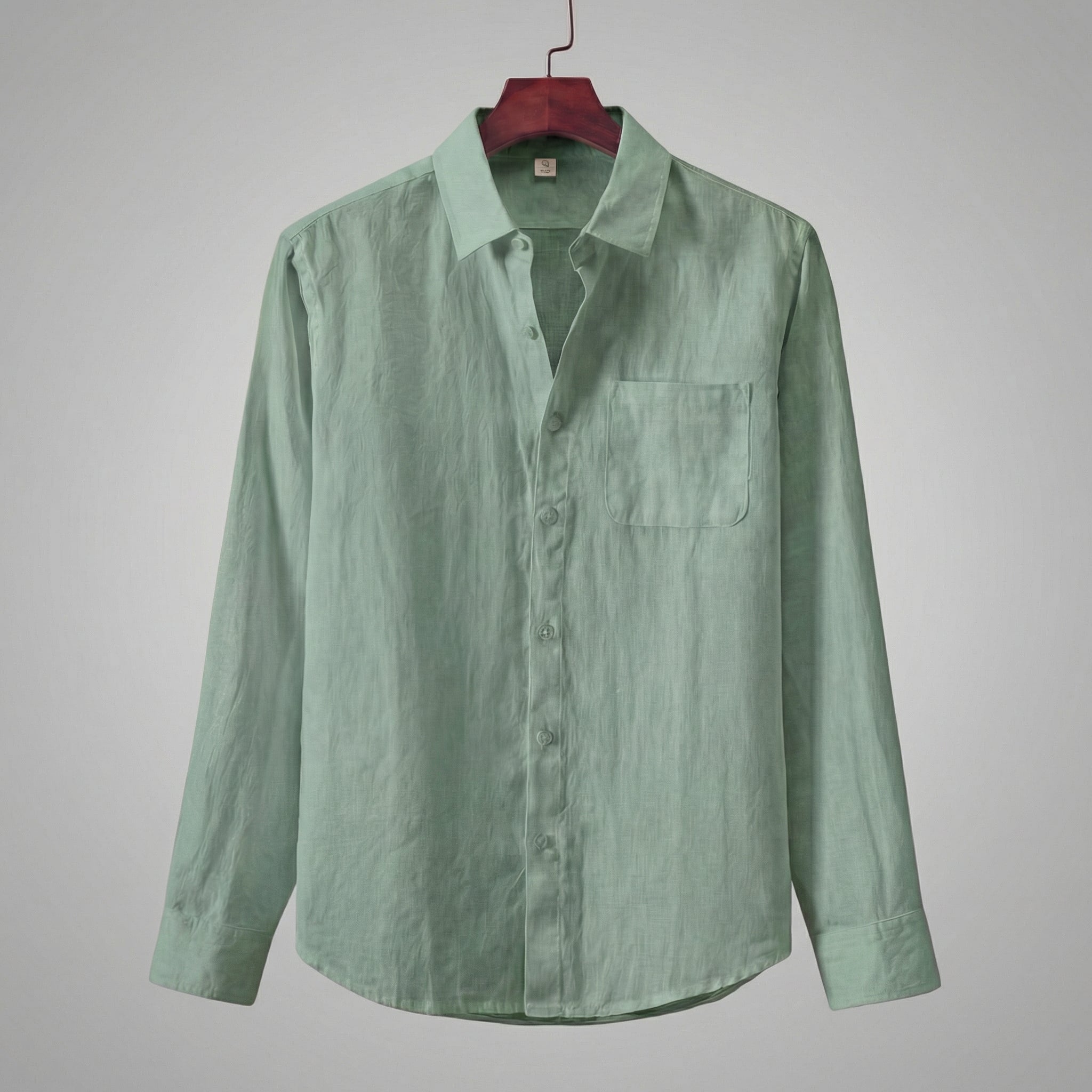 Men's Linen Long Sleeve Shirt Chest Pocket Summer
