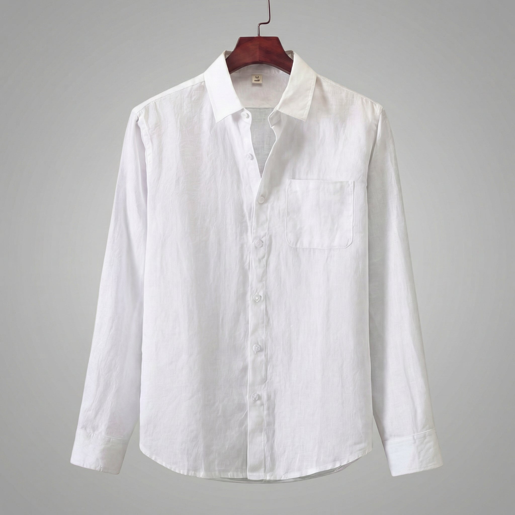 Men's Linen Long Sleeve Shirt Chest Pocket Summer