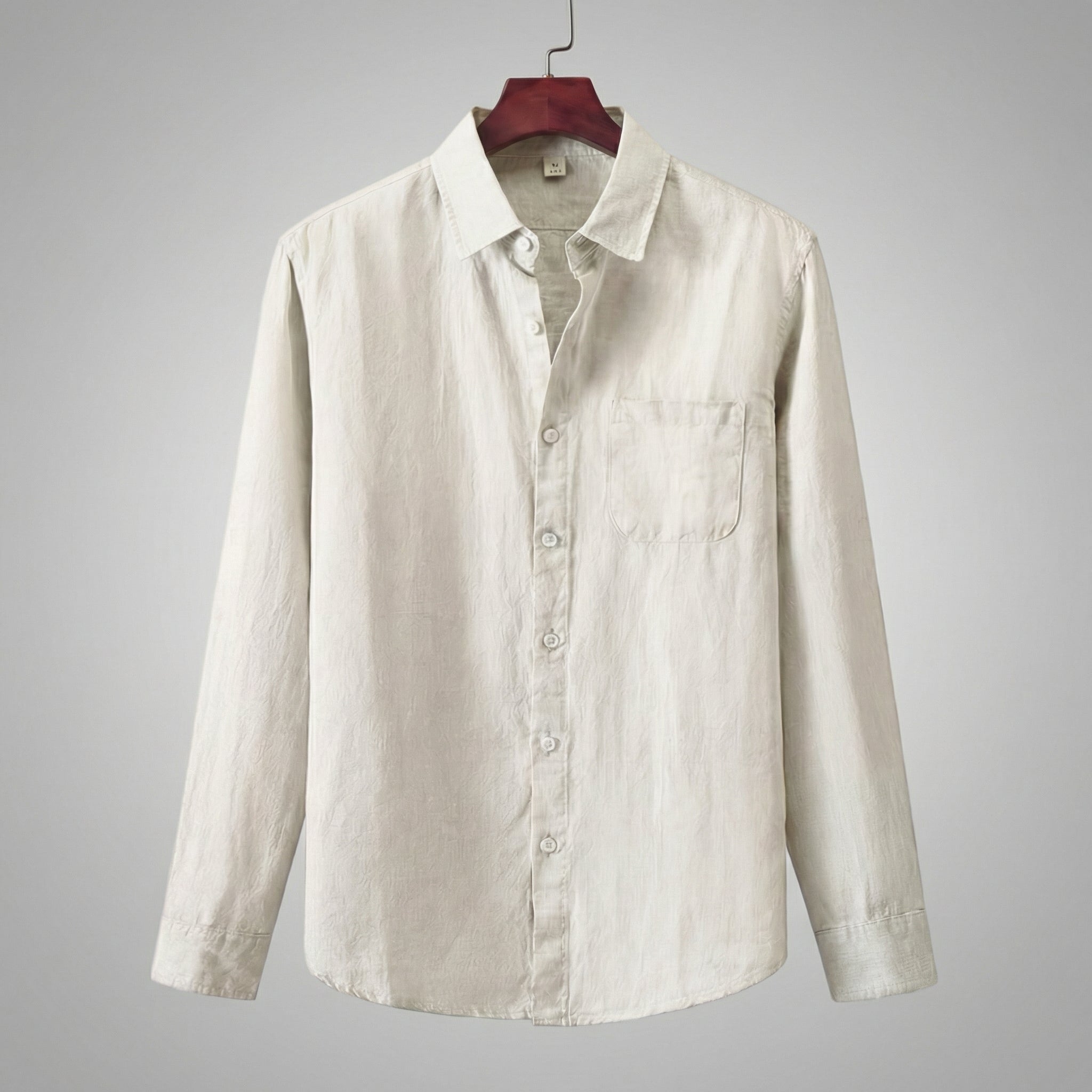 Men's Linen Long Sleeve Shirt Chest Pocket Summer