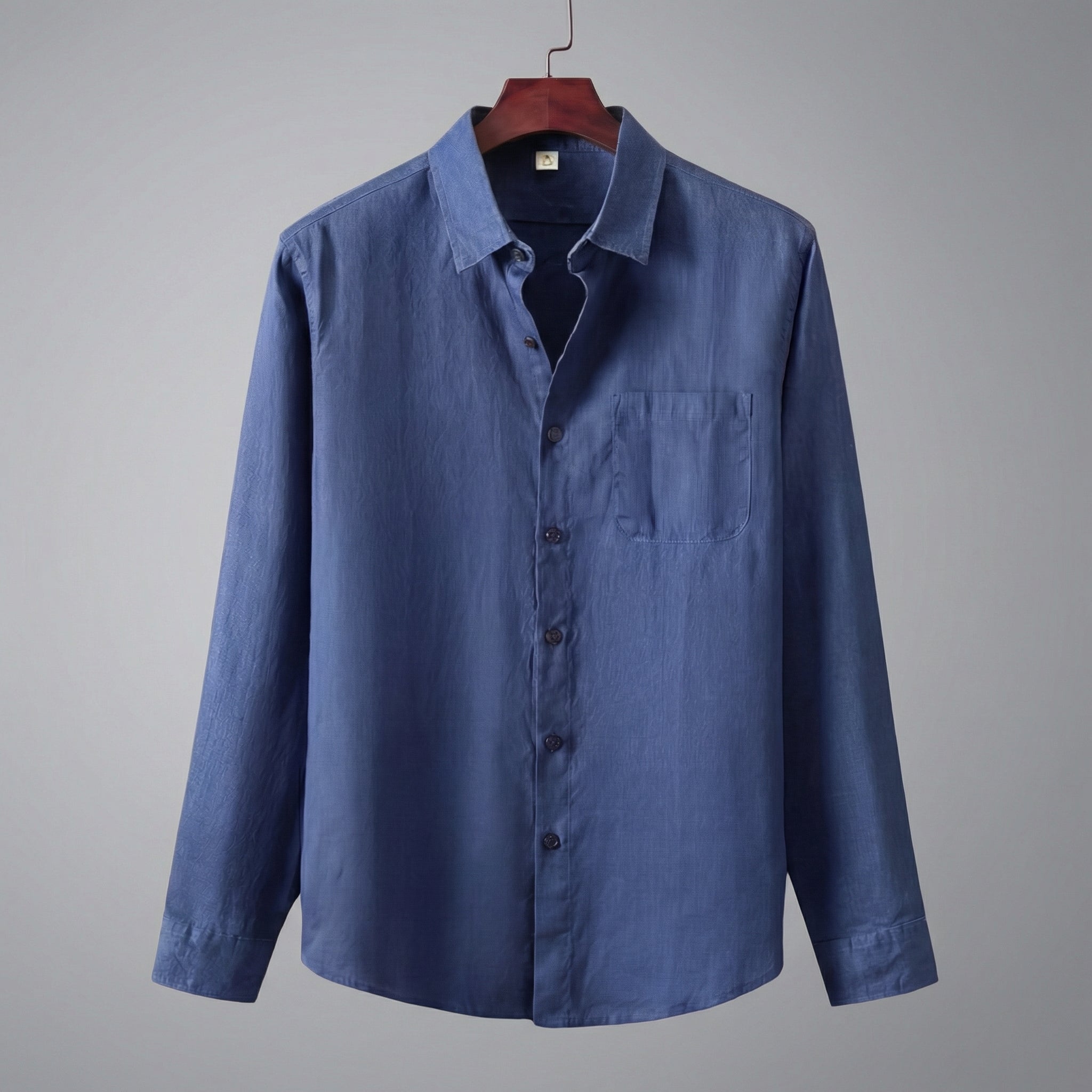 Men's Linen Long Sleeve Shirt Chest Pocket Summer