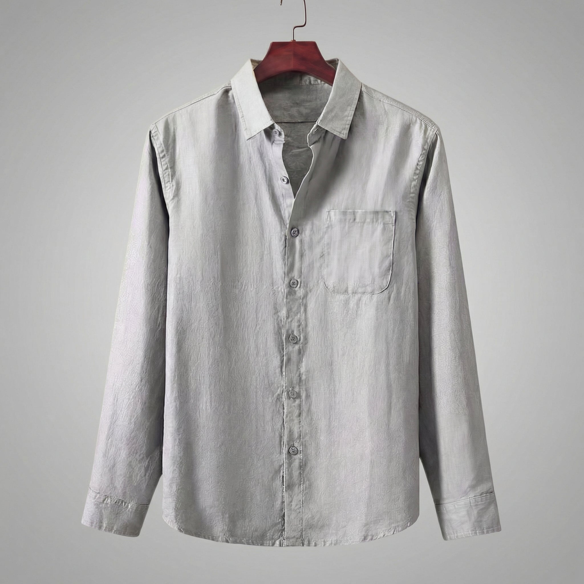 Men's Linen Long Sleeve Shirt Chest Pocket Summer