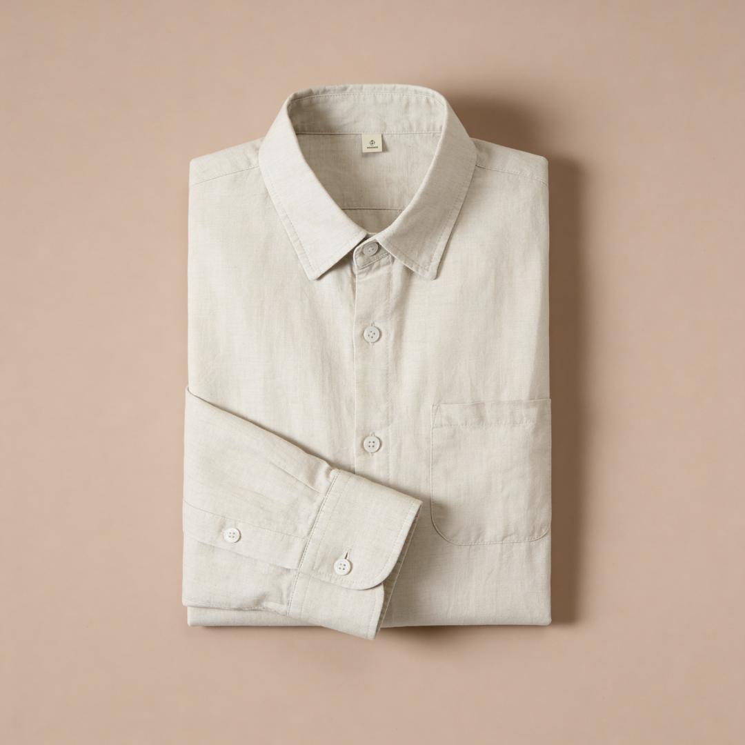 Men's Linen Long Sleeve Classic Collar Shirt Summer