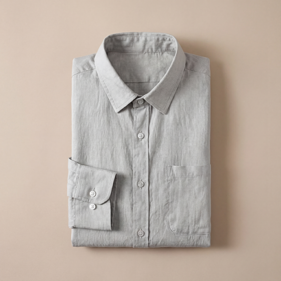 Men's Linen Long Sleeve Classic Collar Shirt Summer