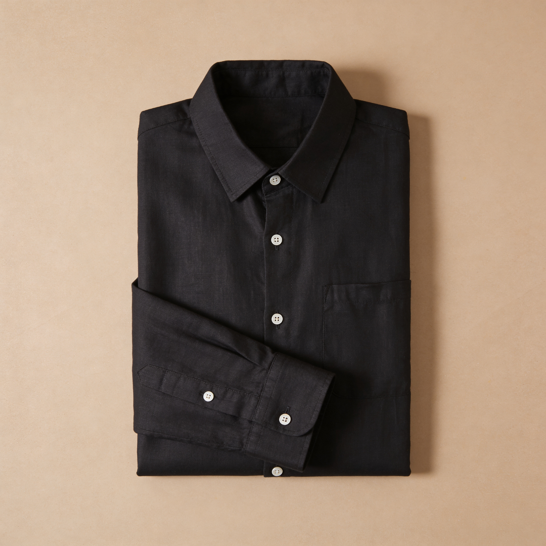 Men's Linen Long Sleeve Classic Collar Shirt Summer