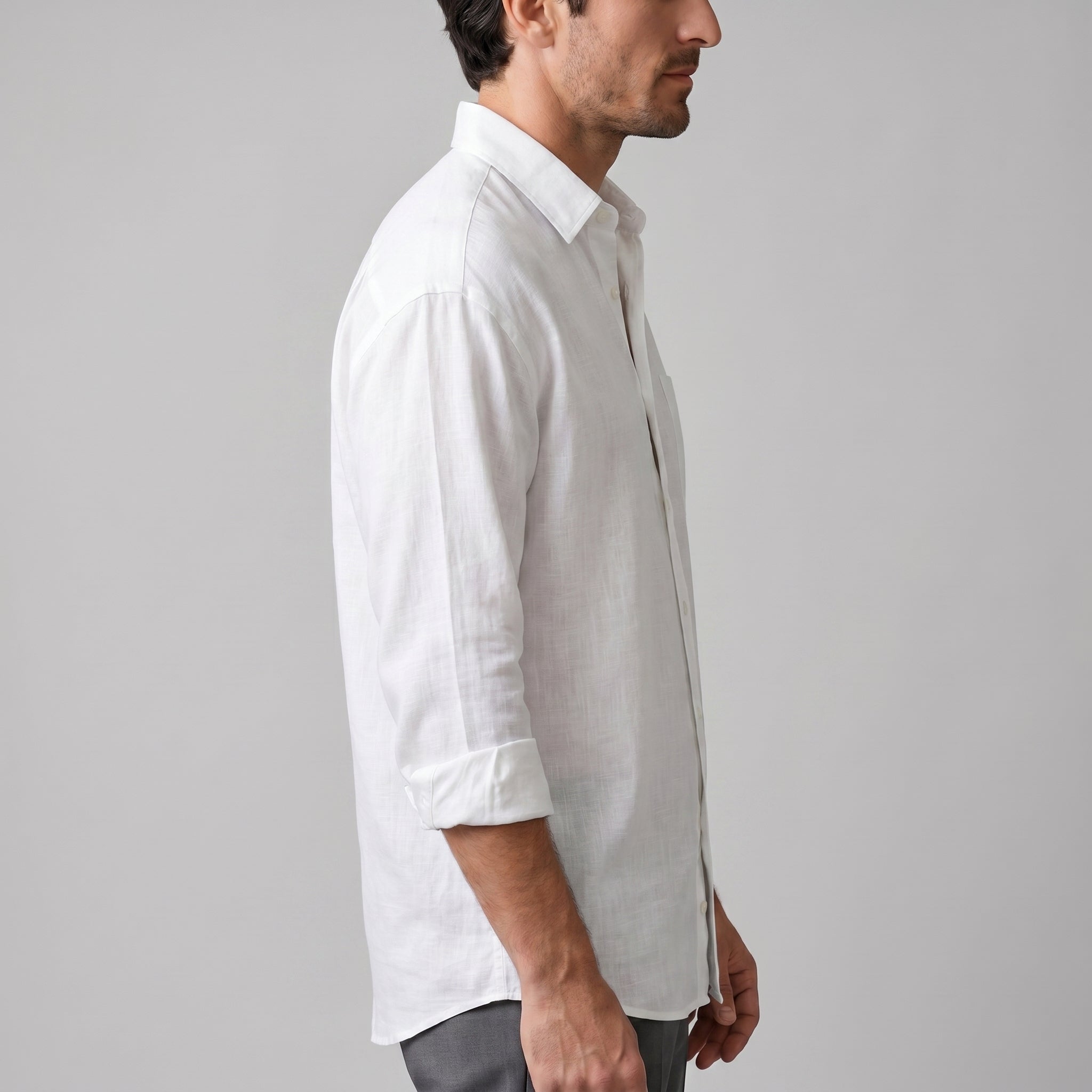 Men's Linen Oversized Long Sleeve Shirt Summer