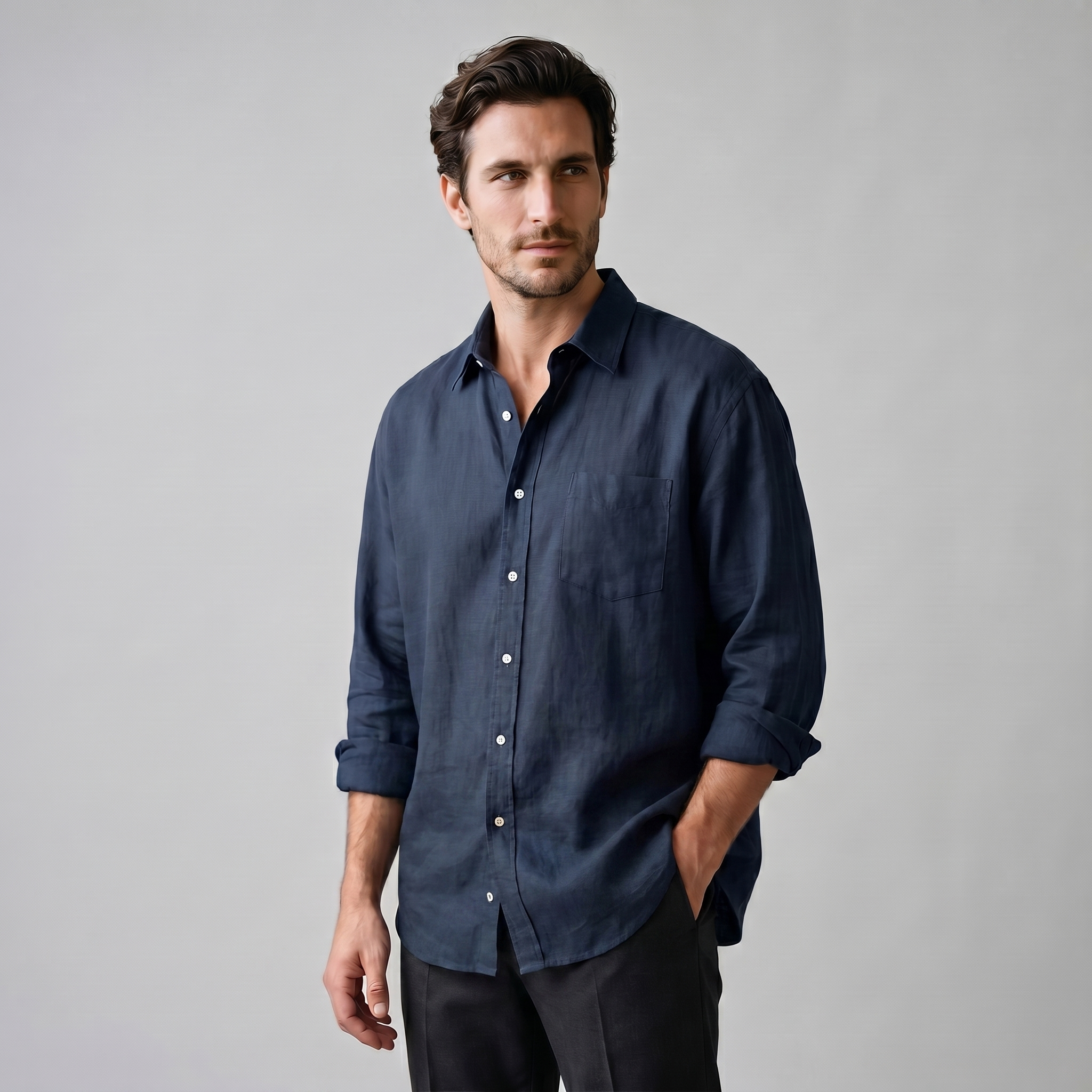 Men's Linen Oversized Long Sleeve Shirt Summer