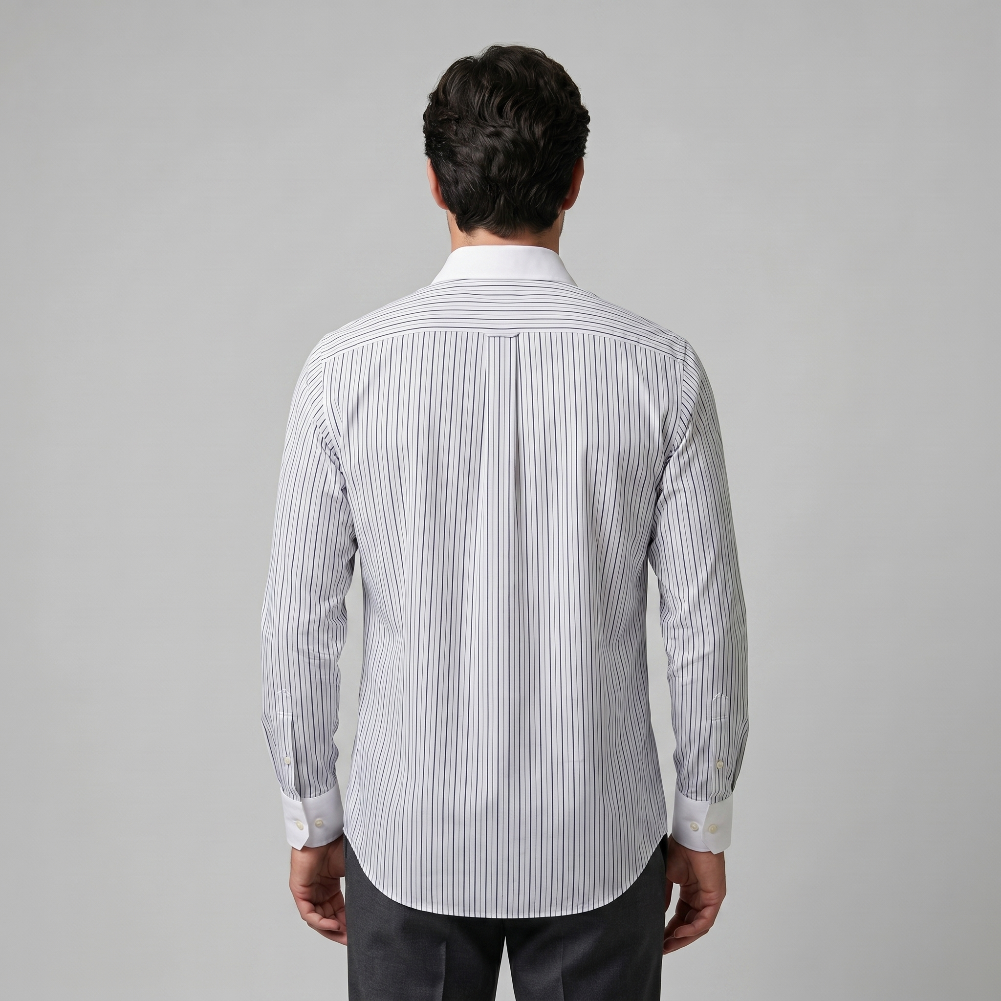 Men's Slim Fit Pinstripe Long Sleeve Dress Shirt