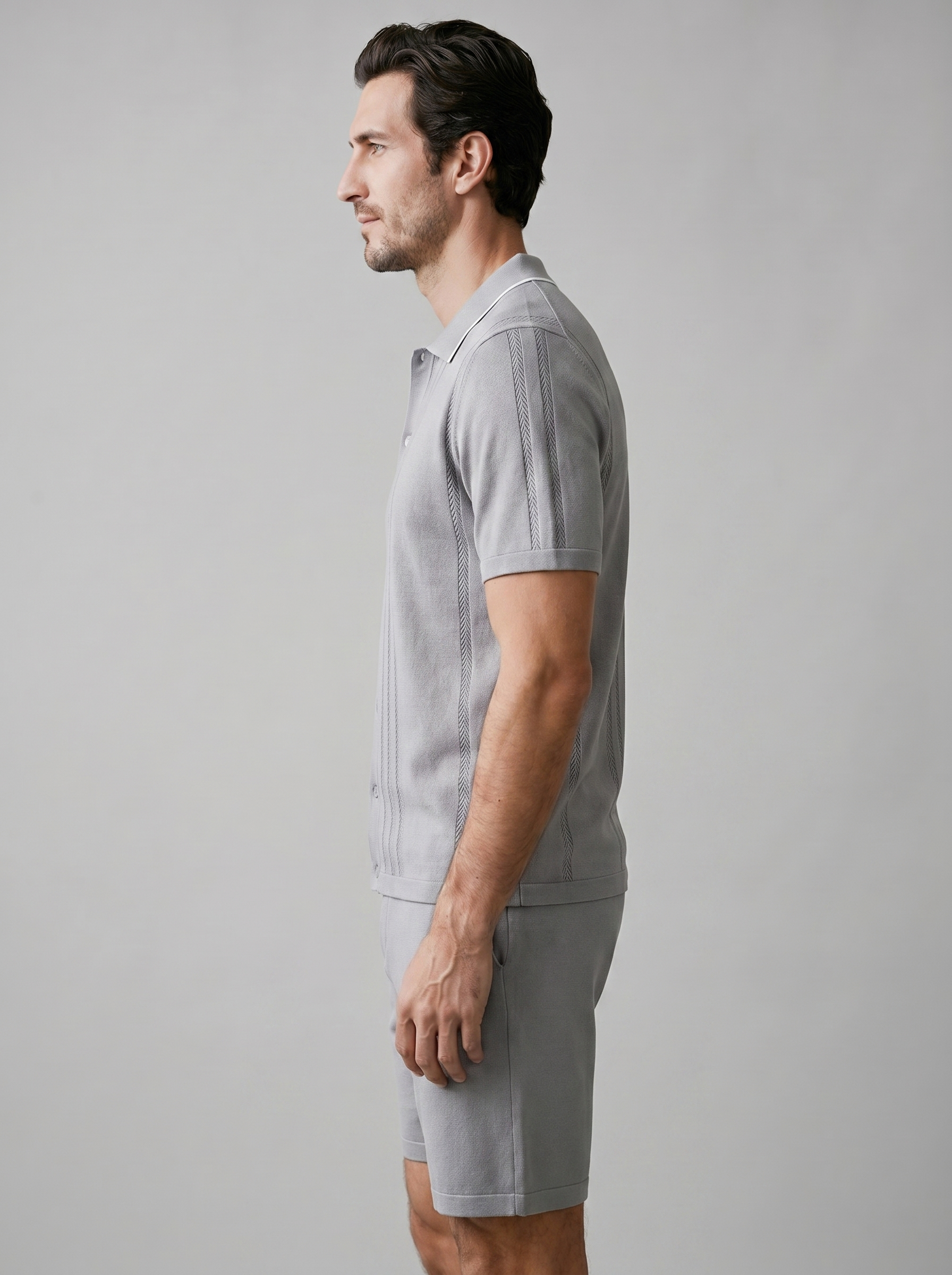 Men's Knit Polo Shirt Shorts Co-ord Set Summer