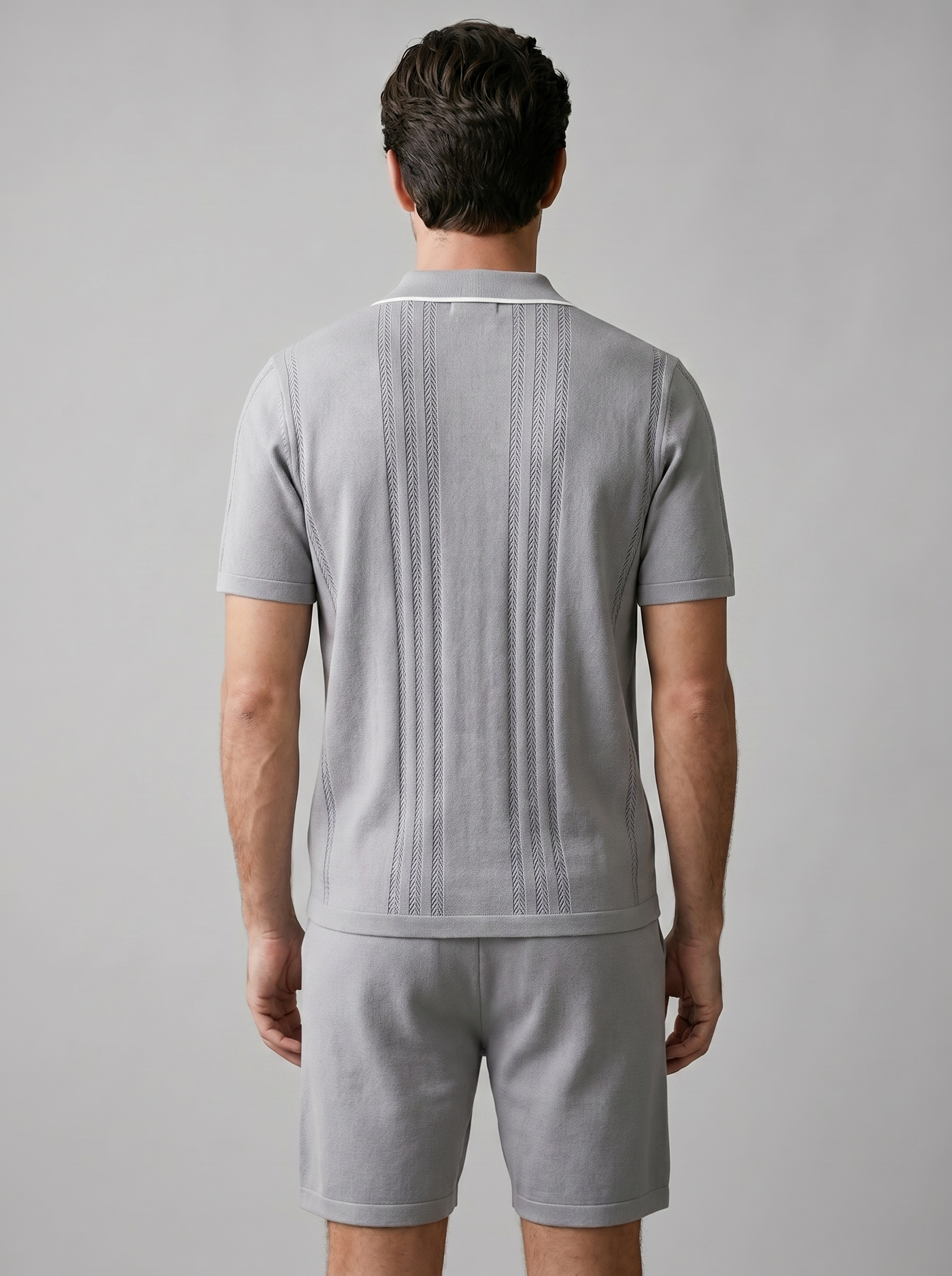 Men's Knit Polo Shirt Shorts Co-ord Set Summer