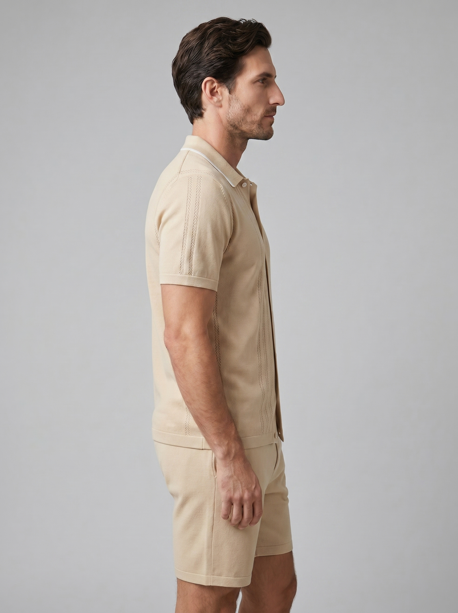 Men's Knit Polo Shirt Shorts Co-ord Set Summer
