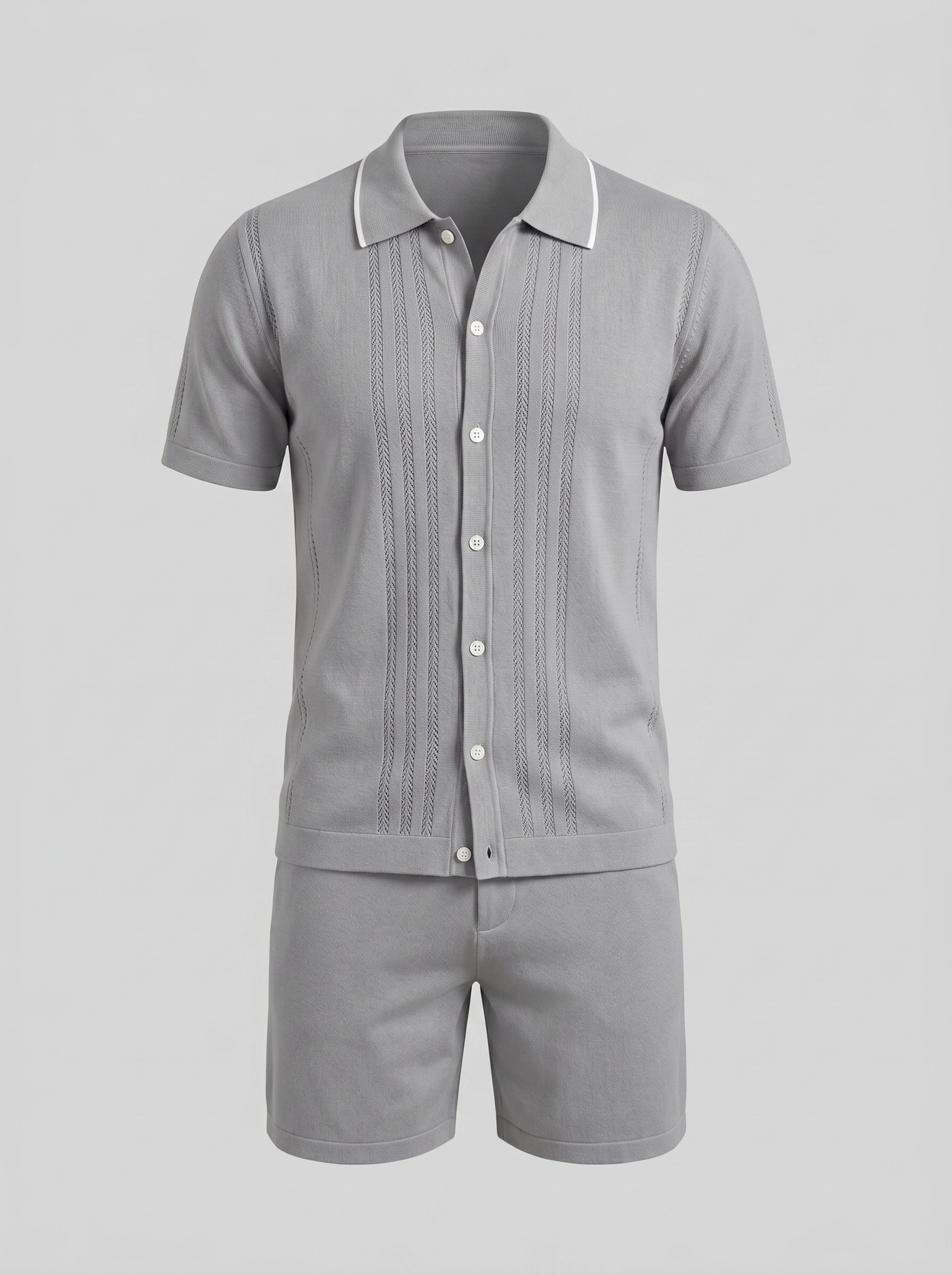 Men's Knit Polo Shirt Shorts Co-ord Set Summer
