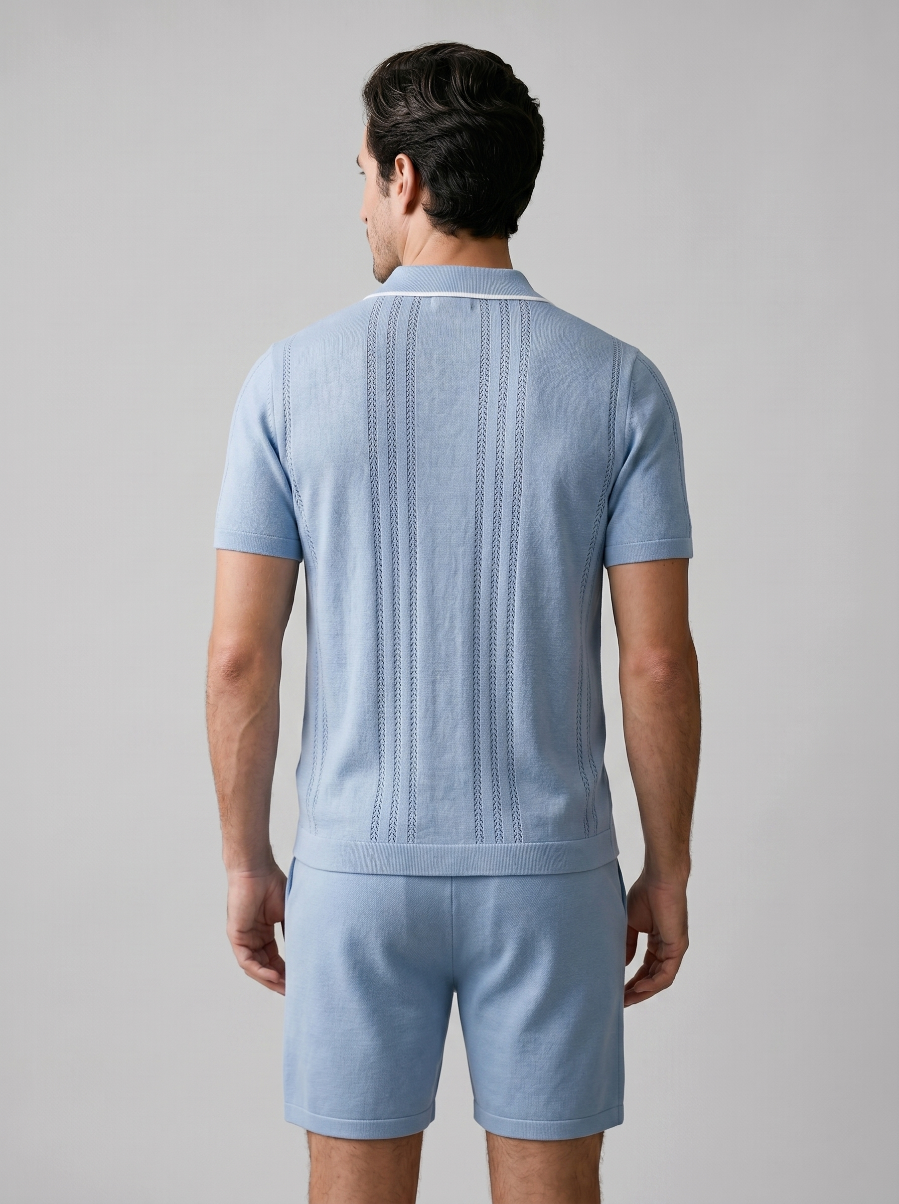 Men's Knit Polo Shirt Shorts Co-ord Set Summer