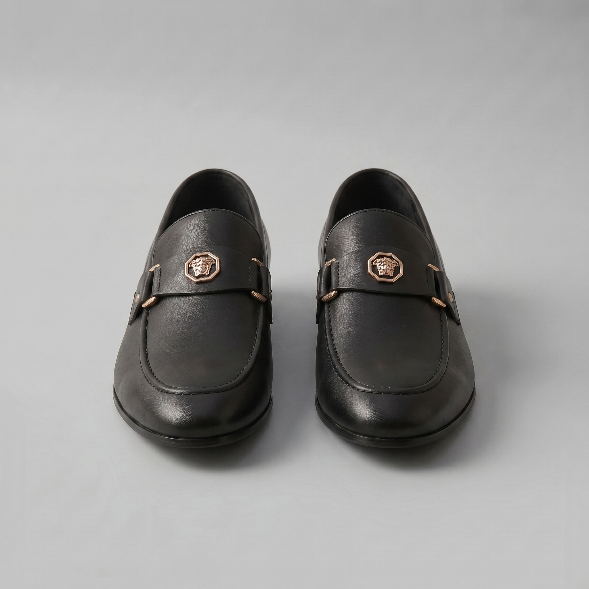 Men's Leather Medallion Detail Smart Formal Loafers