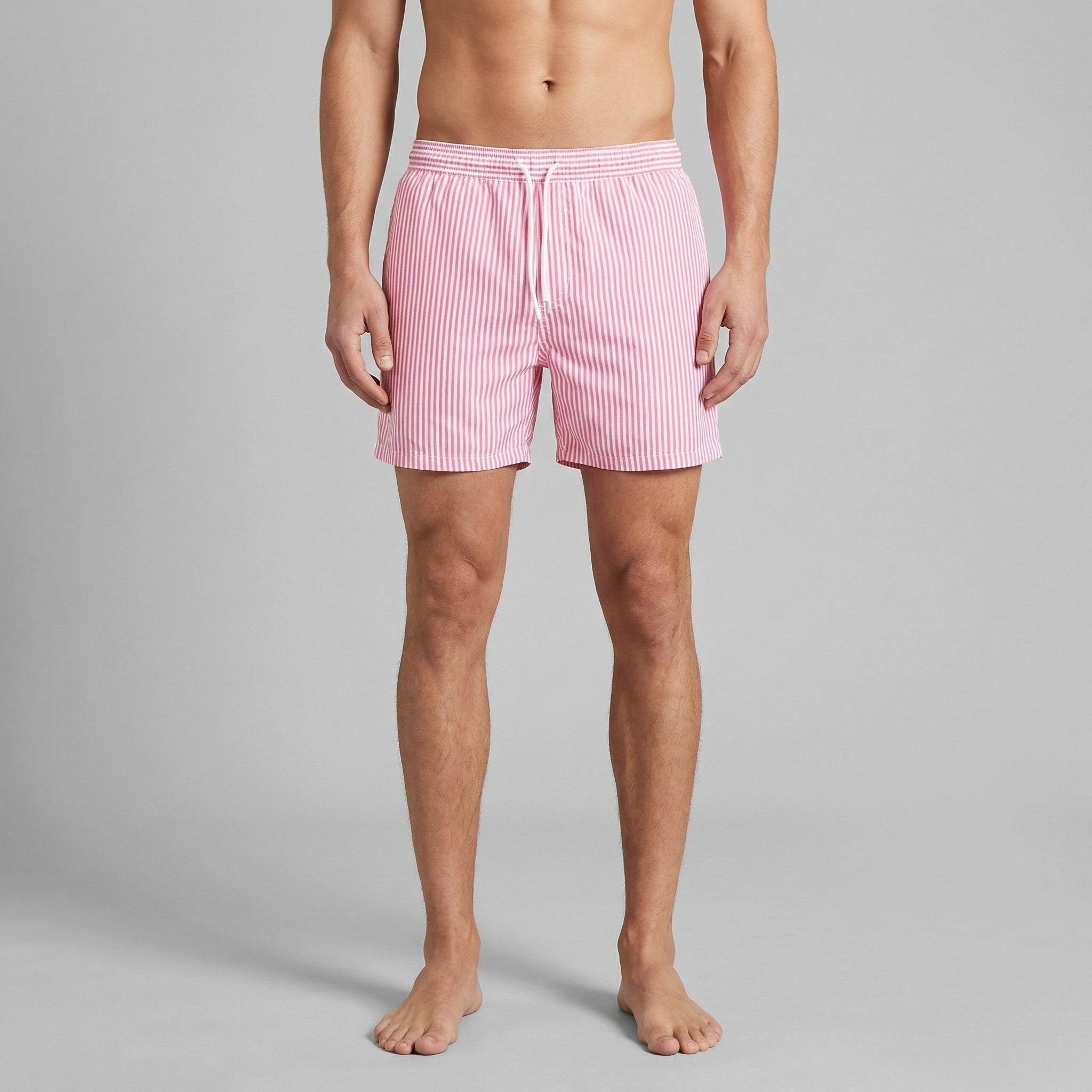 Men's Striped Short Length Swim Shorts Summer Beach
