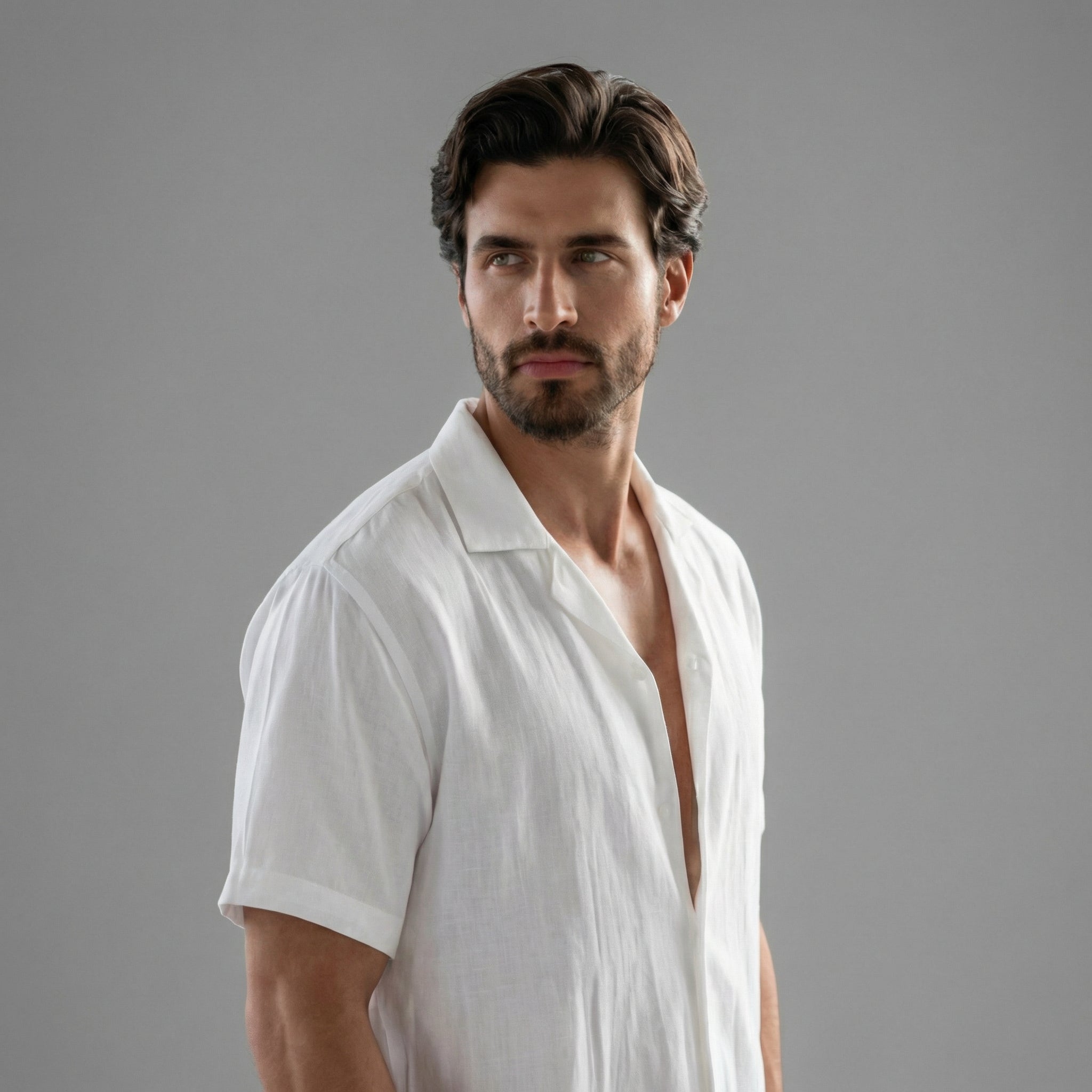 Men's Linen Camp Collar Shirt Shorts Co-ord Set Summer