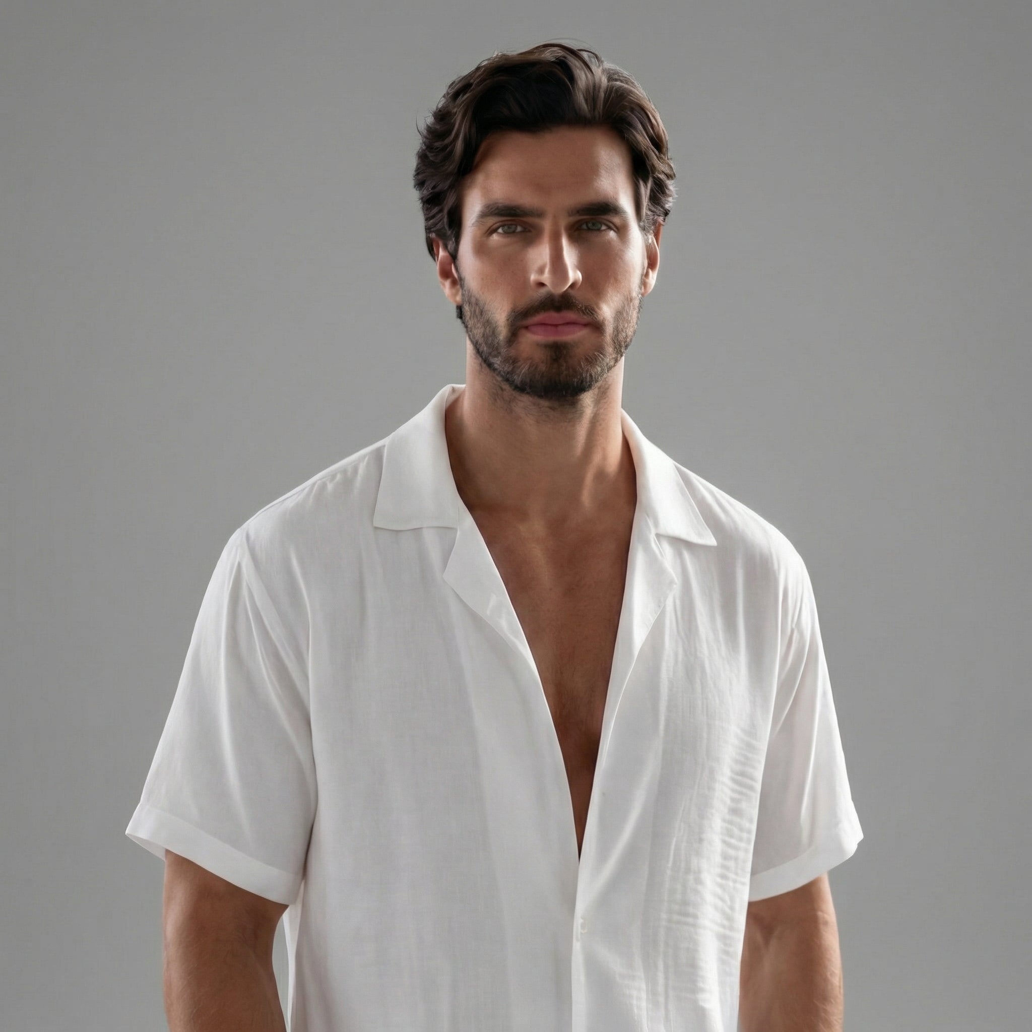 Men's Linen Camp Collar Shirt Shorts Co-ord Set Summer