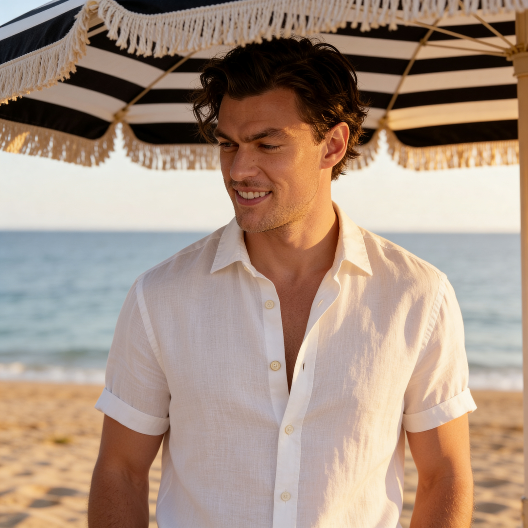 Men's Linen Short Sleeve Shirt Summer Holiday