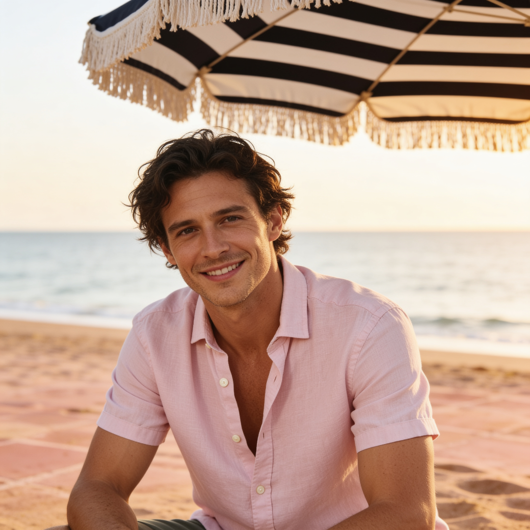 Men's Linen Short Sleeve Shirt Summer Holiday