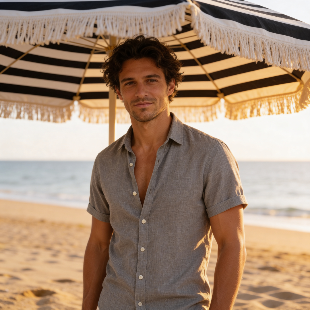 Men's Linen Short Sleeve Shirt Summer Holiday