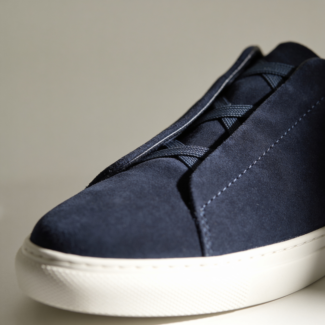 Men's Suede Slip On Trainers Elastic Strap Smart Casual