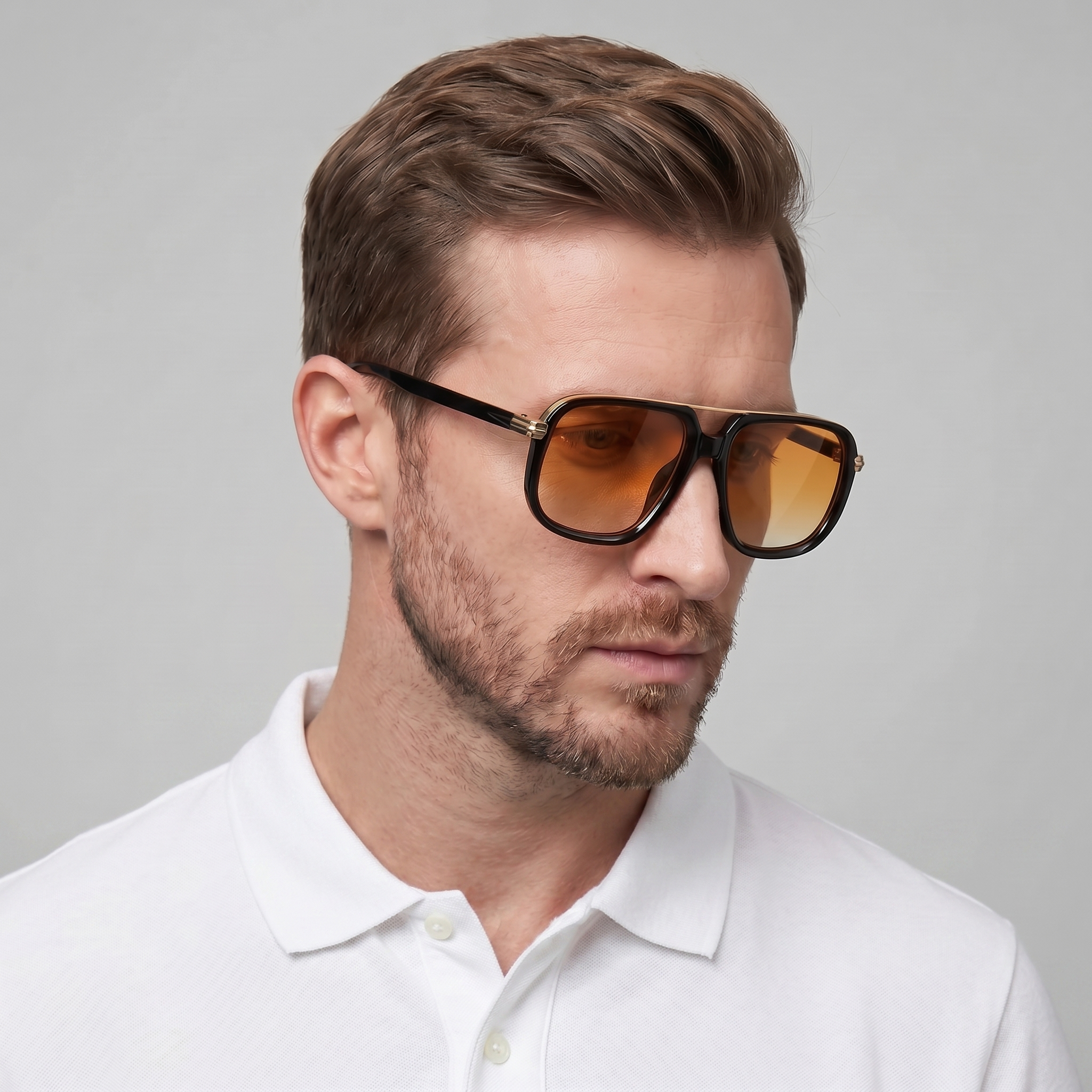 Men's Square Frame Double Bridge Sunglasses Summer