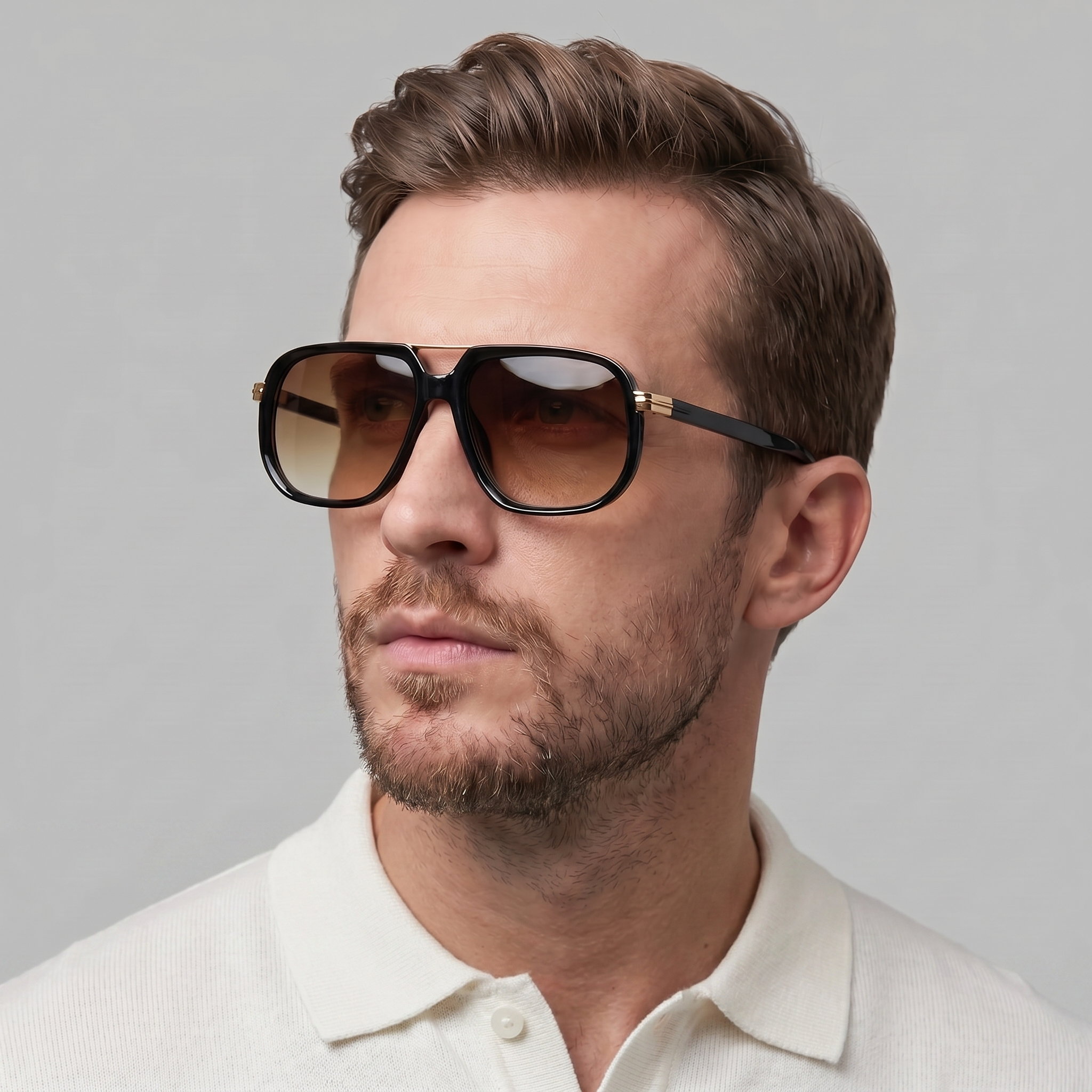 Men's Square Frame Double Bridge Sunglasses Summer