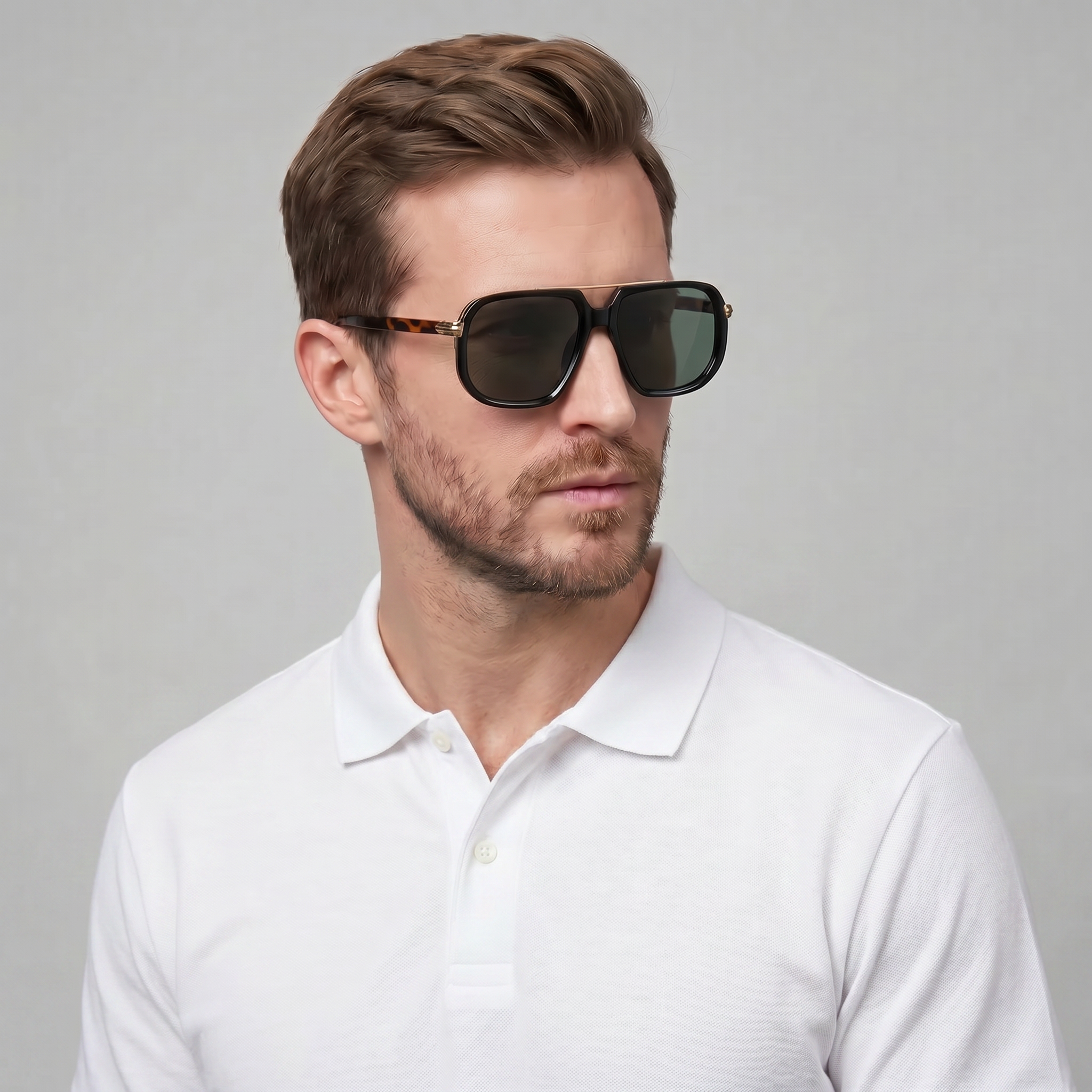 Men's Square Frame Double Bridge Sunglasses Summer