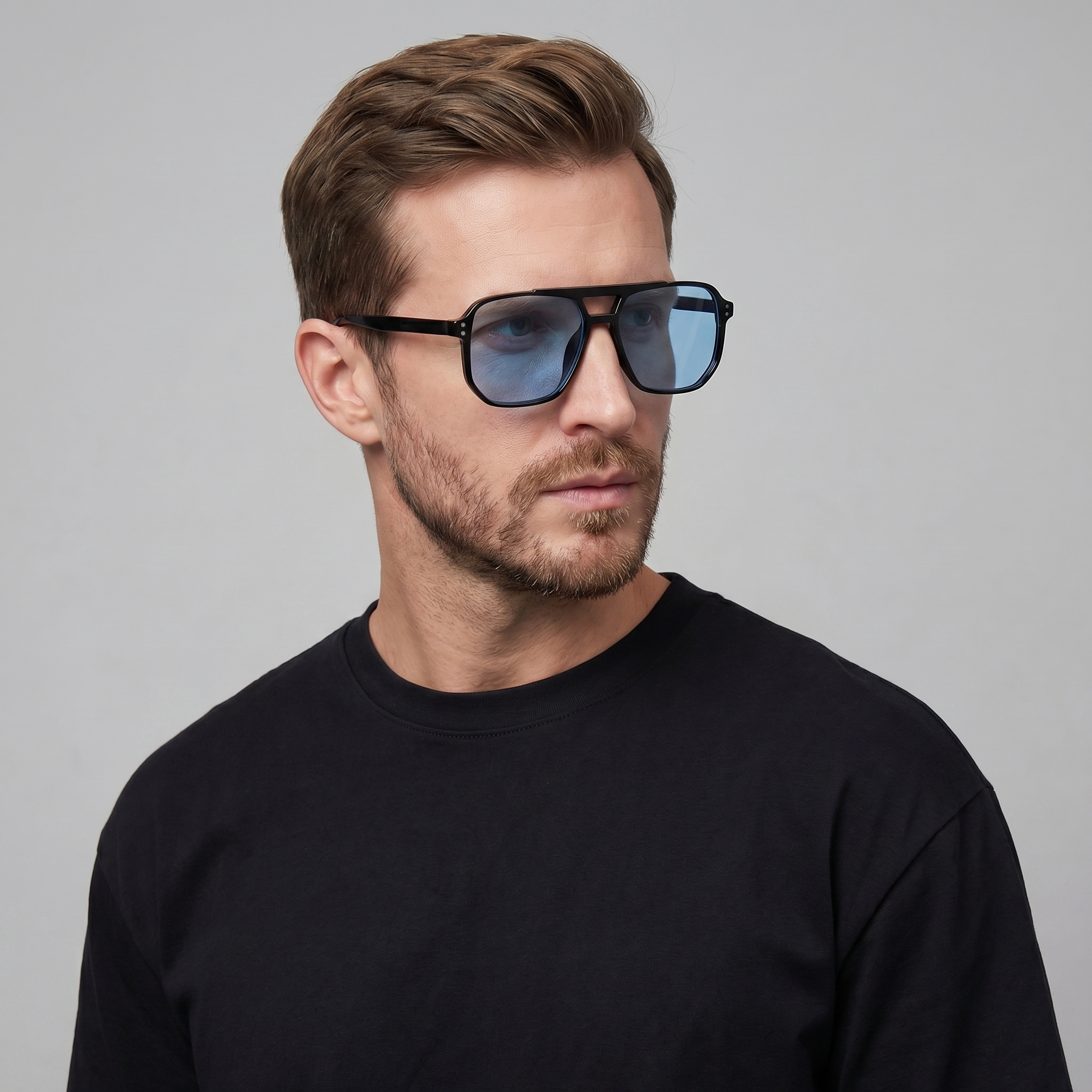 Men's Oversized Square Flat Top Sunglasses Tinted Lens