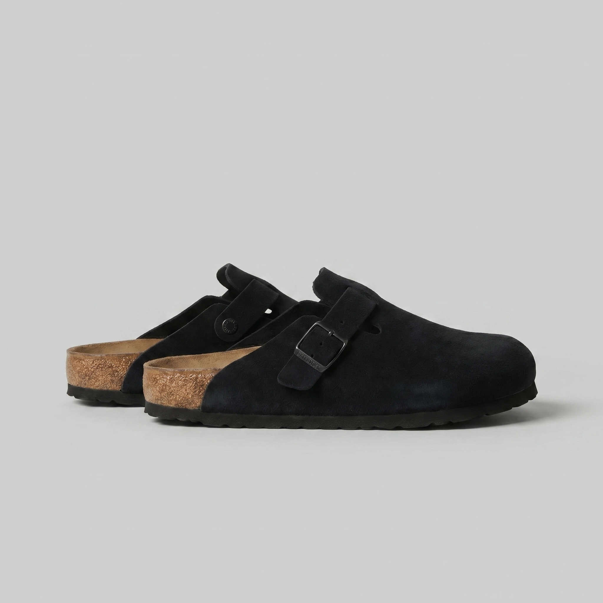 Men's Suede Buckle Strap Closed Toe Mules Summer