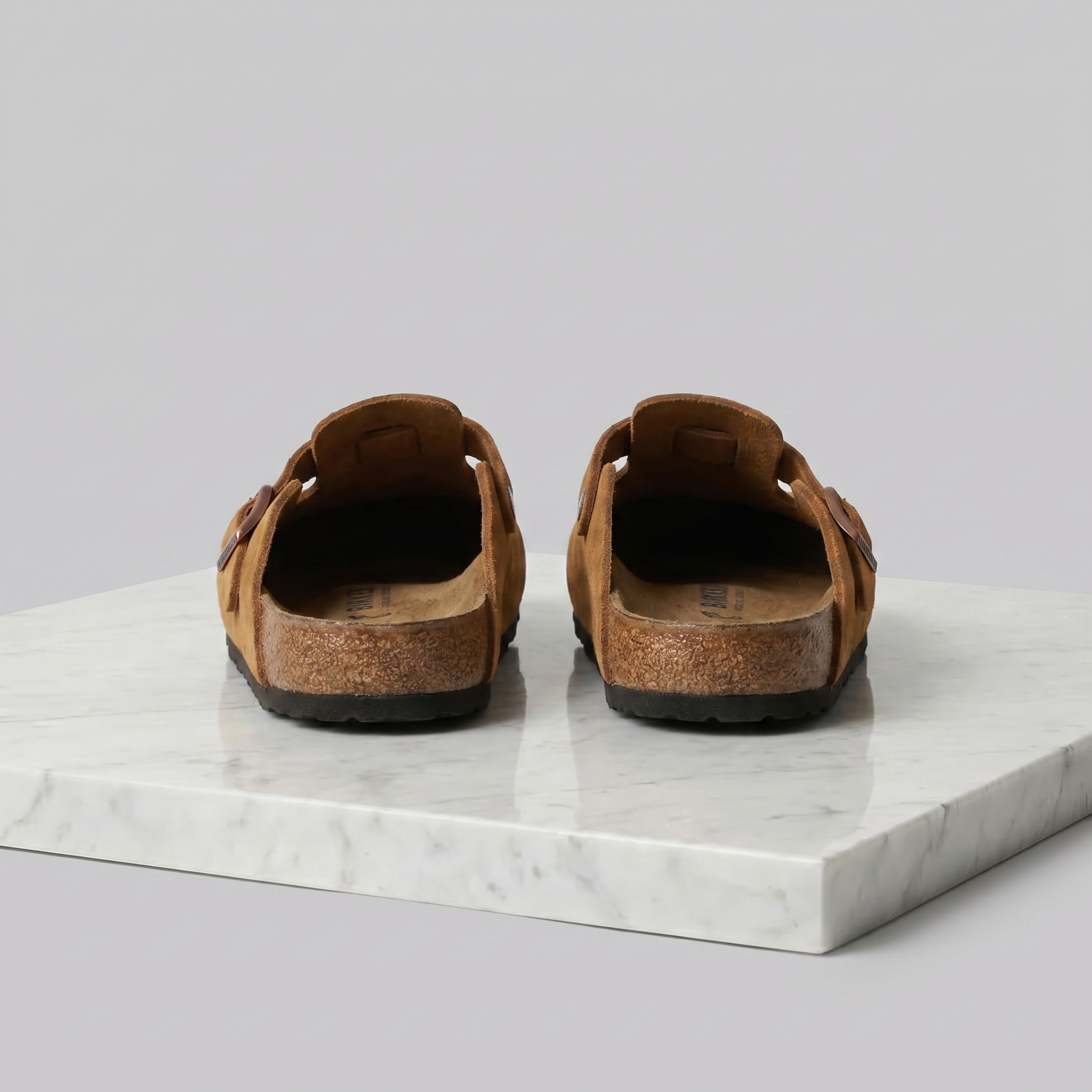 Men's Suede Buckle Strap Closed Toe Mules Summer