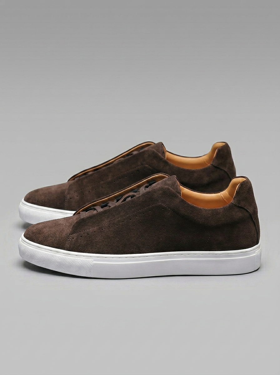 Men's Suede Low Top Trainers Lace Up Smart Casual Shoes