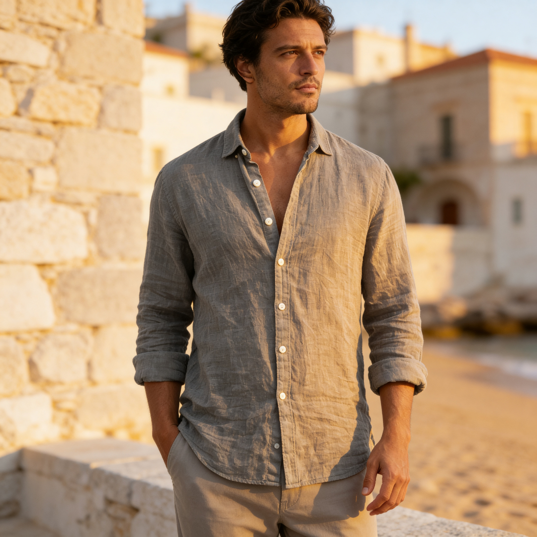 Men's Linen Long Sleeve Shirt Summer Holiday