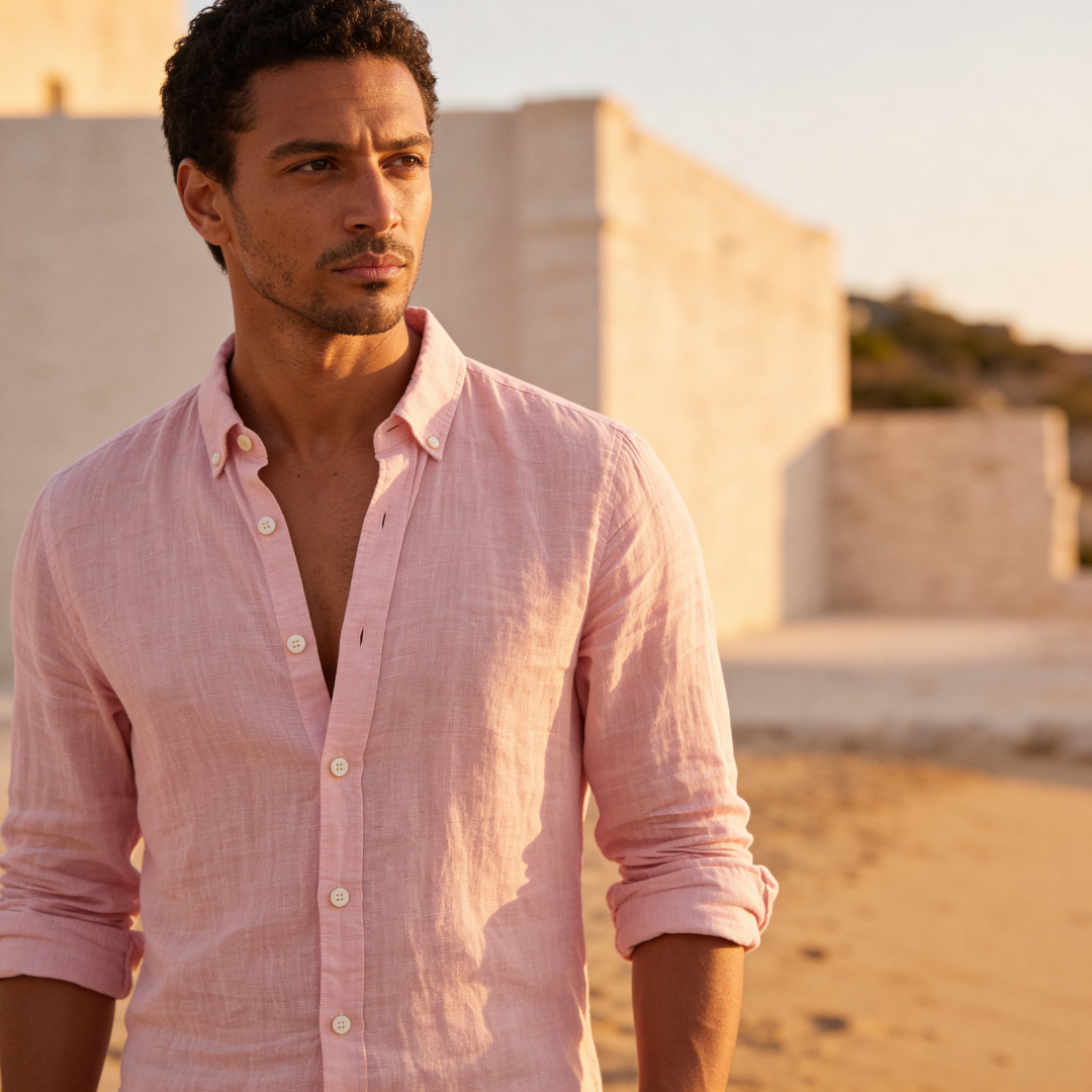 Men's Linen Long Sleeve Shirt Summer Holiday