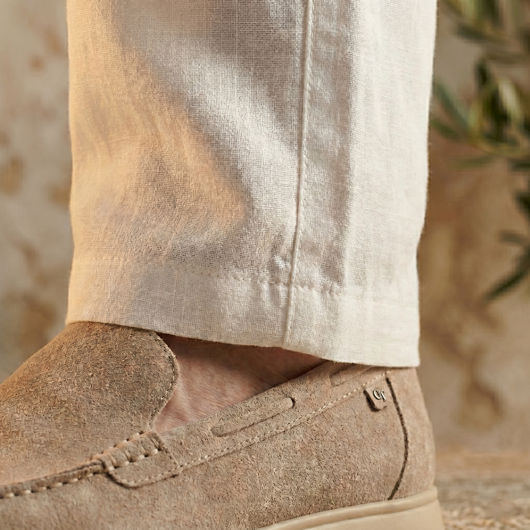 Men's Linen Trousers Elasticated Waist Casual Summer
